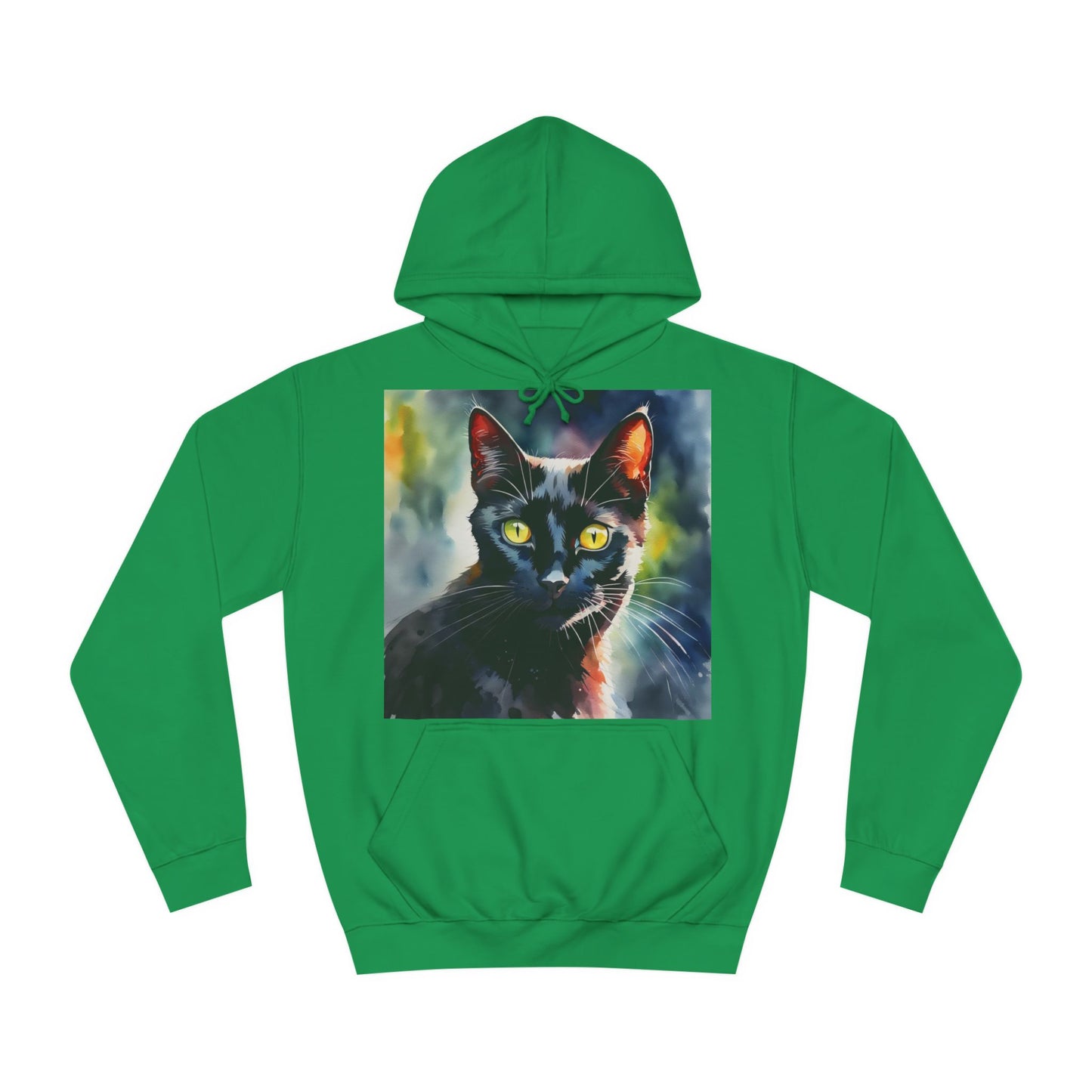 Black Cat Cute Watercolor Hoodie