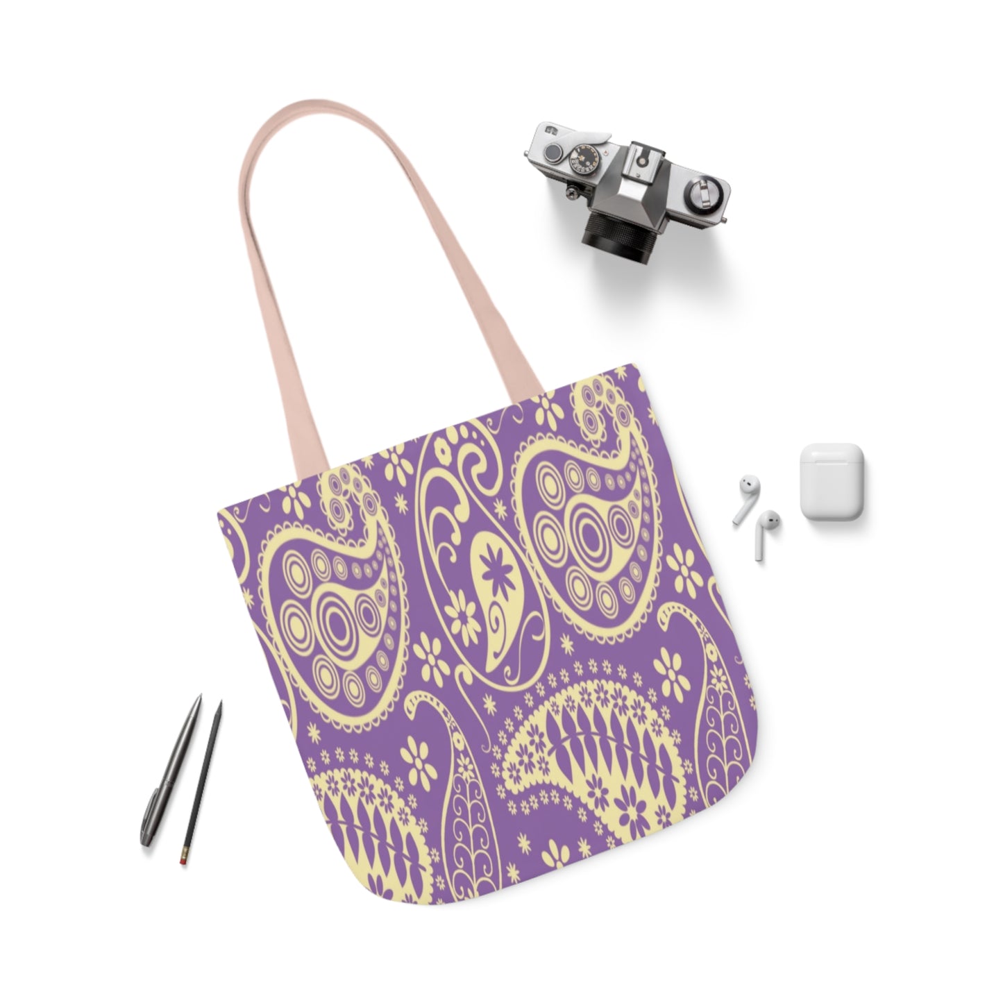 Purple Paisley Pattern Shoulder Tote Bag