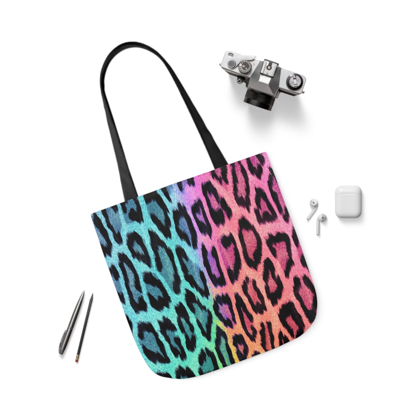 Rainbow Leopard Print Pattern Shoulder Tote Bag