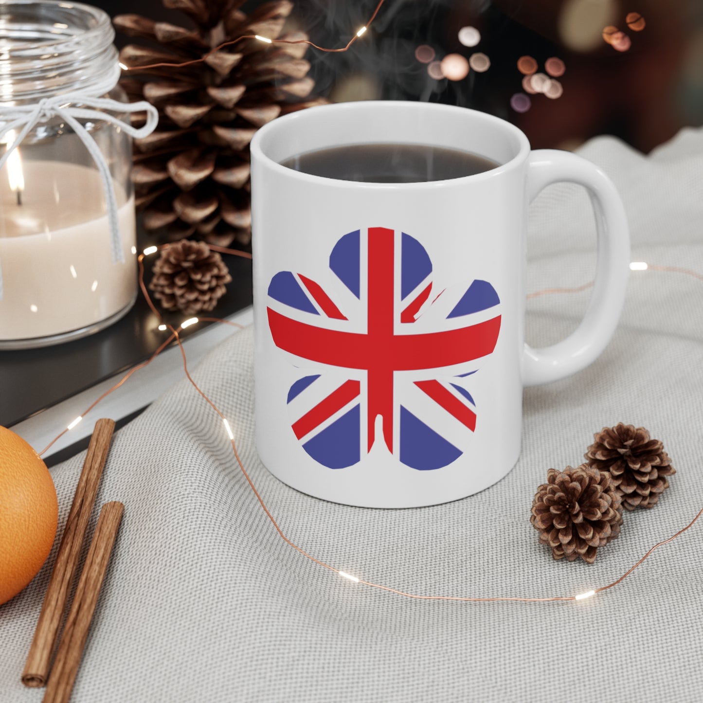 Union Jack Flag Flower Coffee Mug