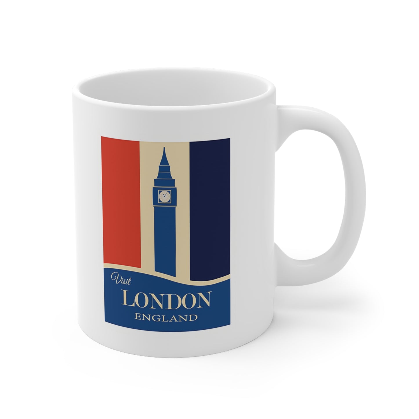 Visit London England Travel Poster Big Ben Coffee Mug