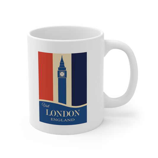 Visit London England Travel Poster Big Ben Coffee Mug