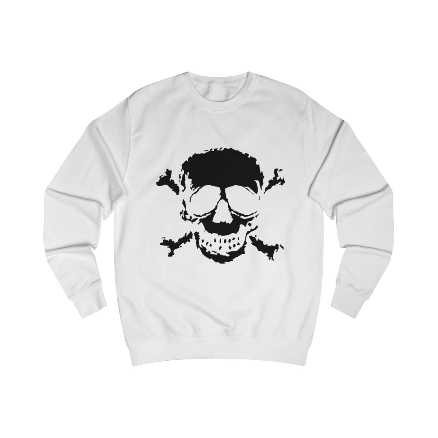 Black Skull and Crossbones Distressed Sweatshirt