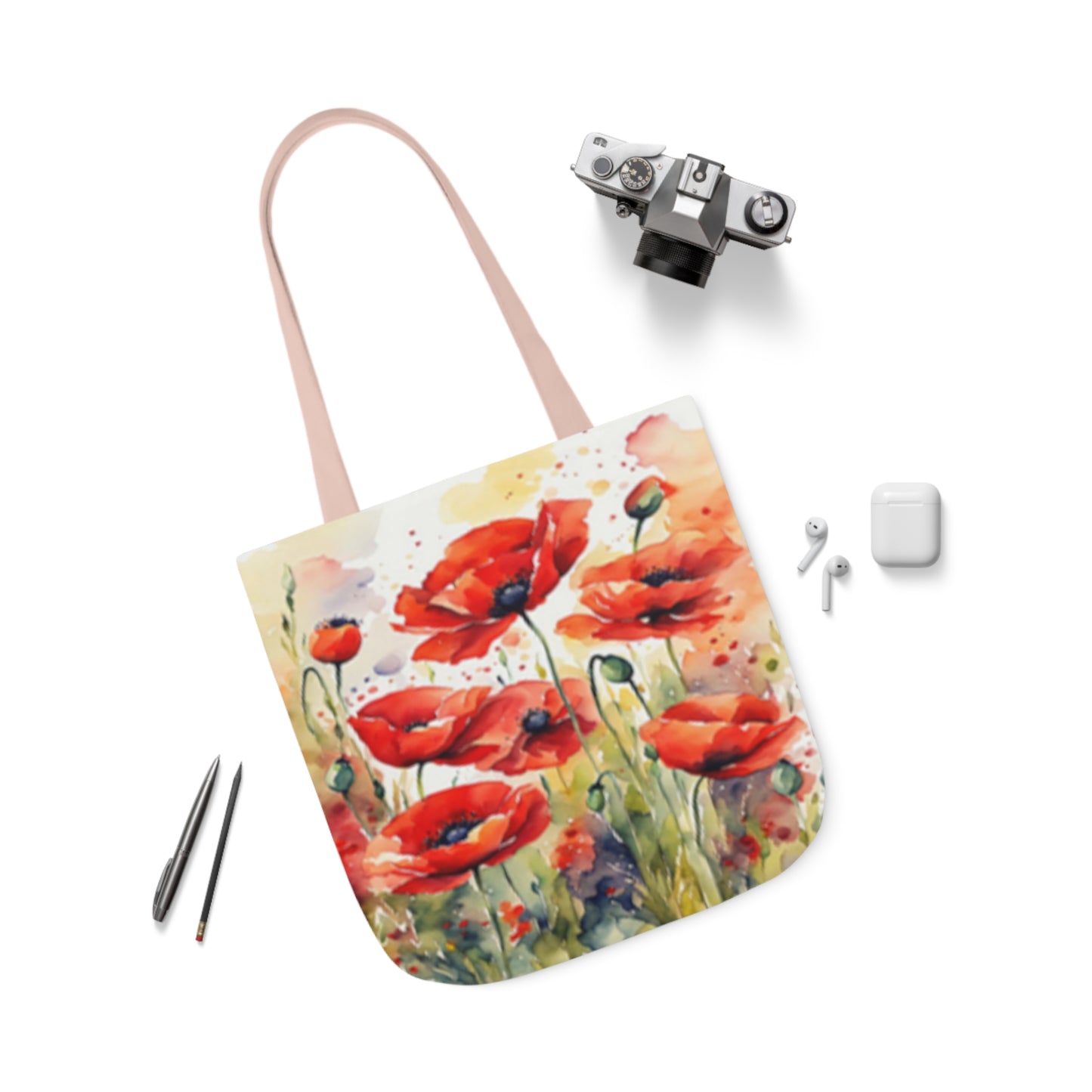 Large Red Poppies Shoulder Tote Bag