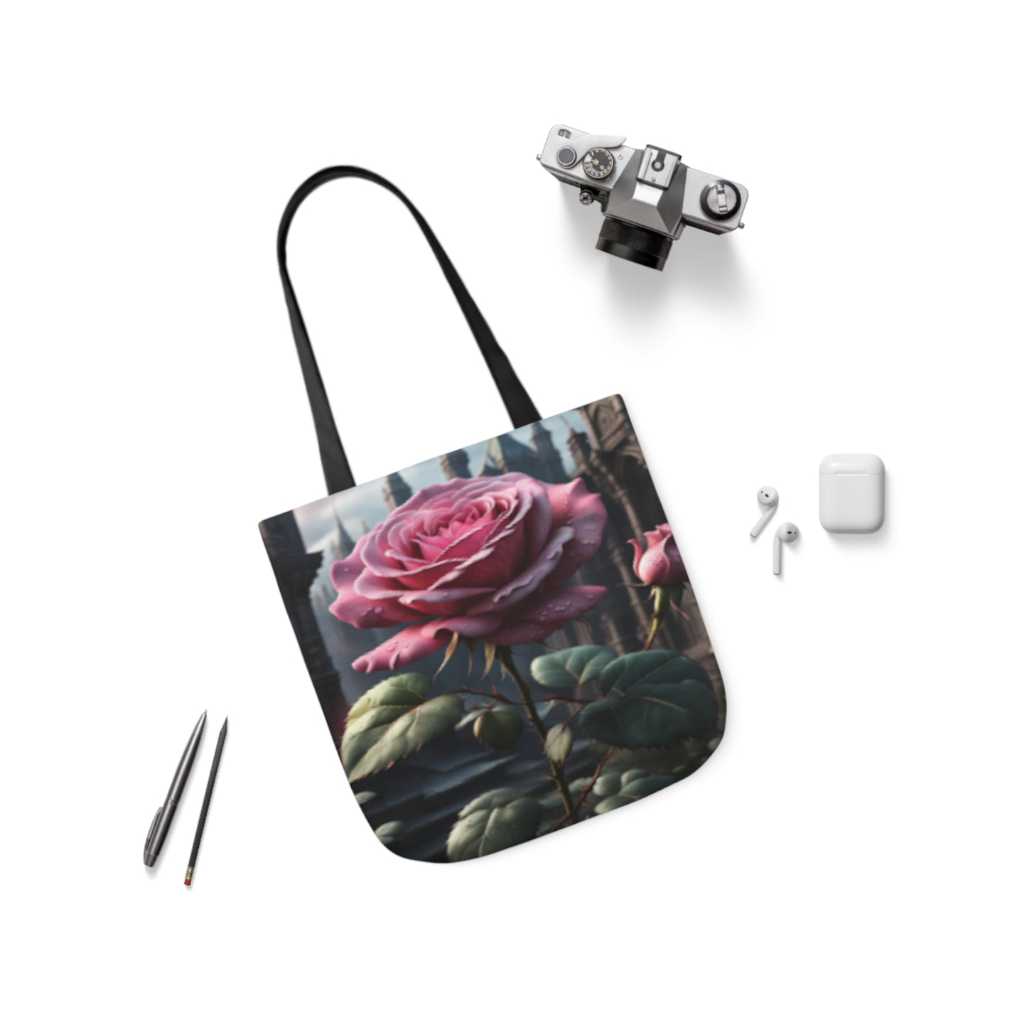 Pink Gothic Fantasy Rose Shoulder Tote Bag