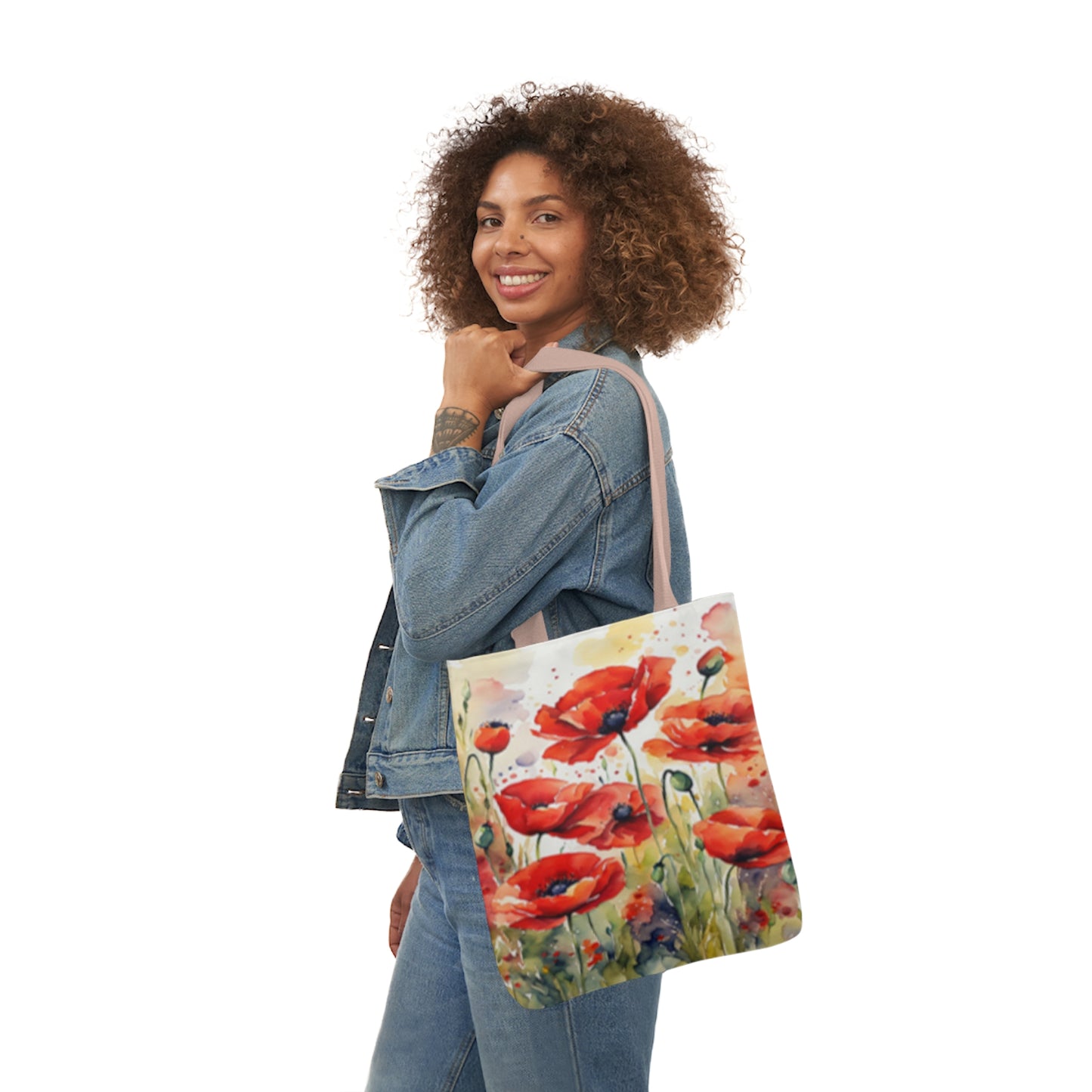 Large Red Poppies Shoulder Tote Bag