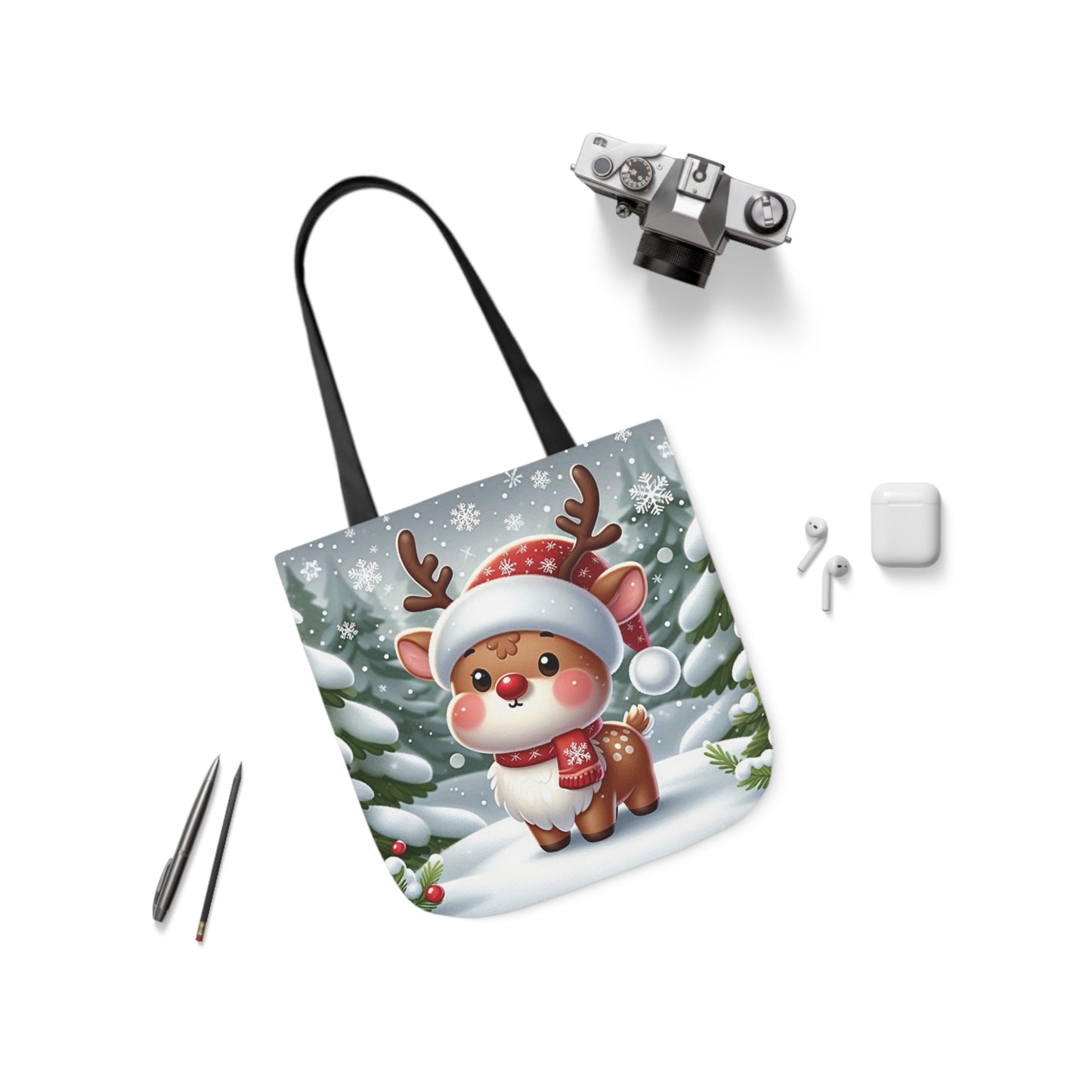 Cute Christmas Santa Reindeer Shoulder Tote Bag