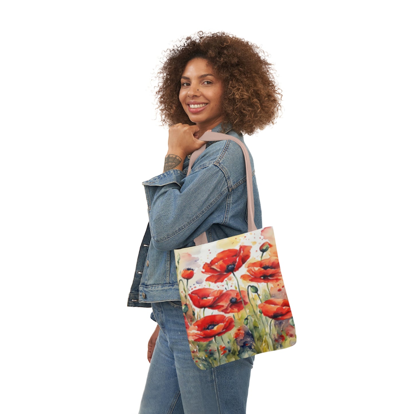 Large Red Poppies Shoulder Tote Bag