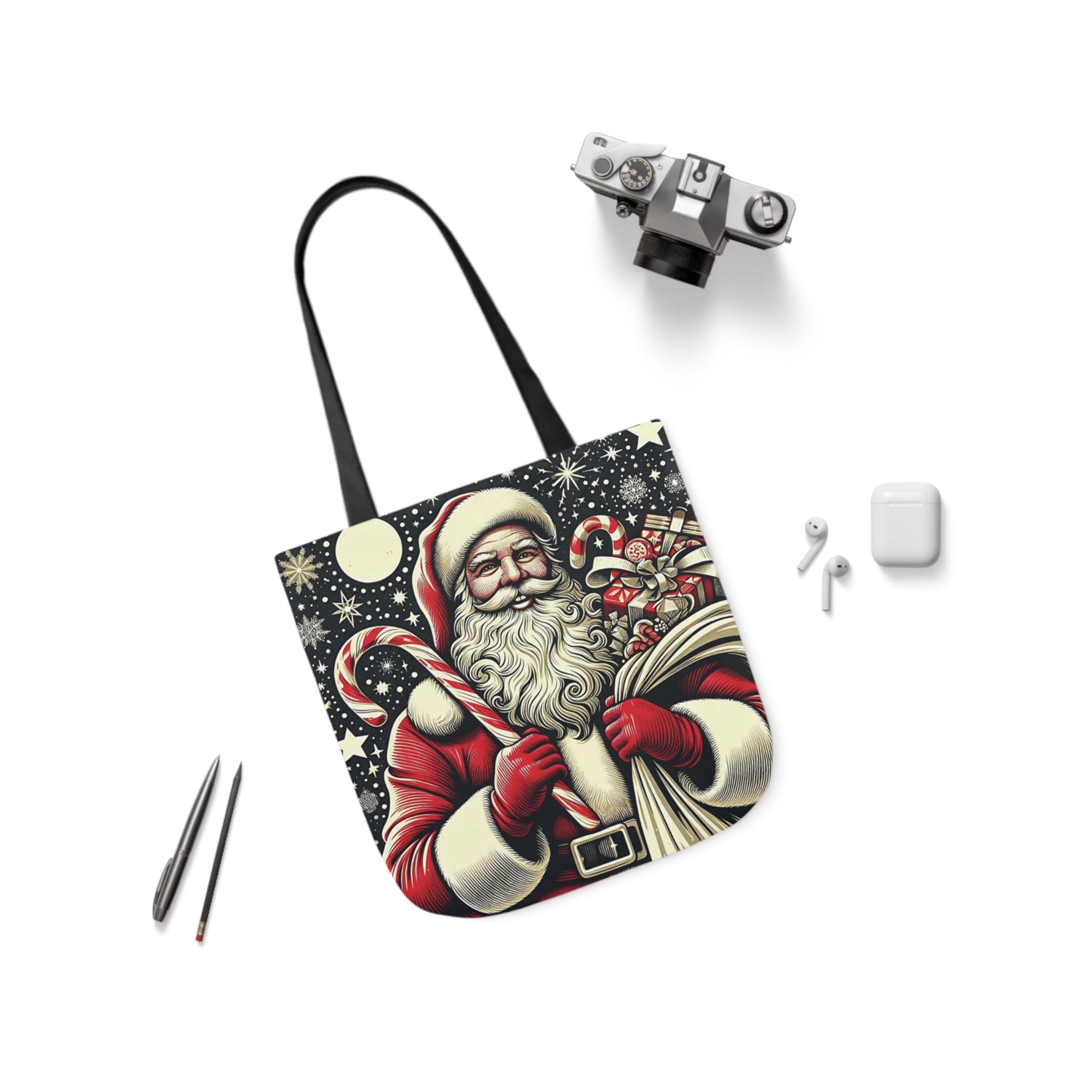 Winters Night Santa Claus Shop Shoulder Tote Bag