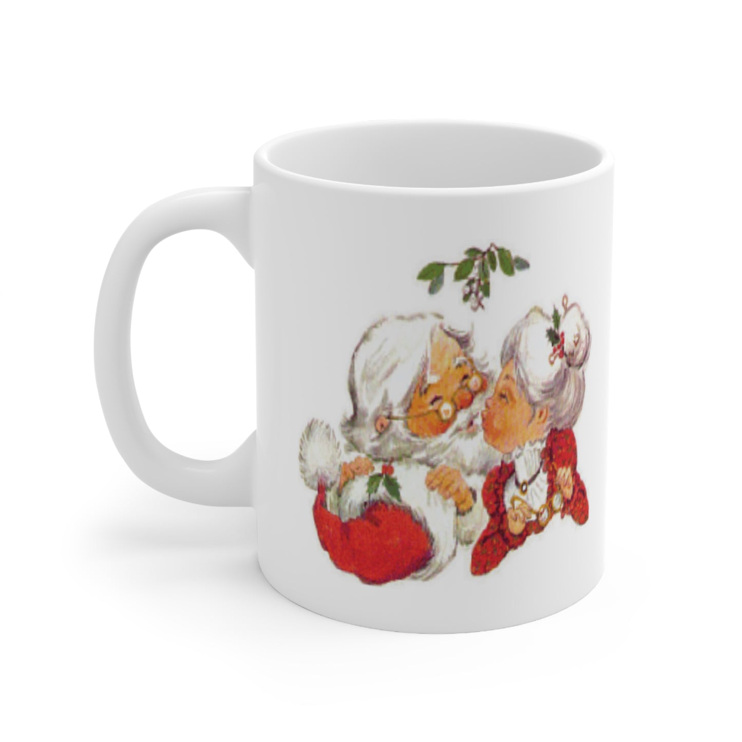 Vintage Christmas Santa Kissing Mrs Claus Coffee Mug