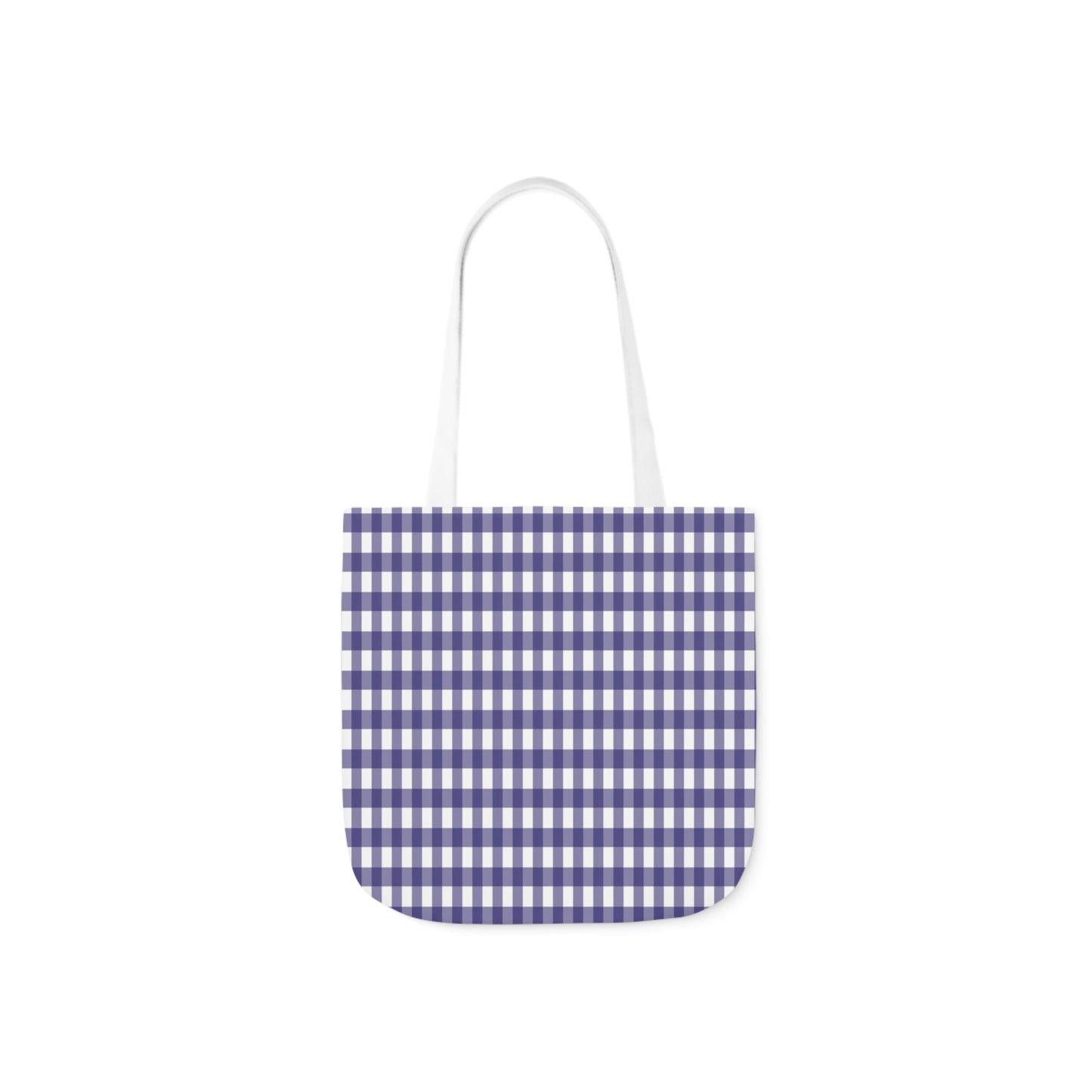 Navy Blue and White Check Pattern Shoulder Tote Bag