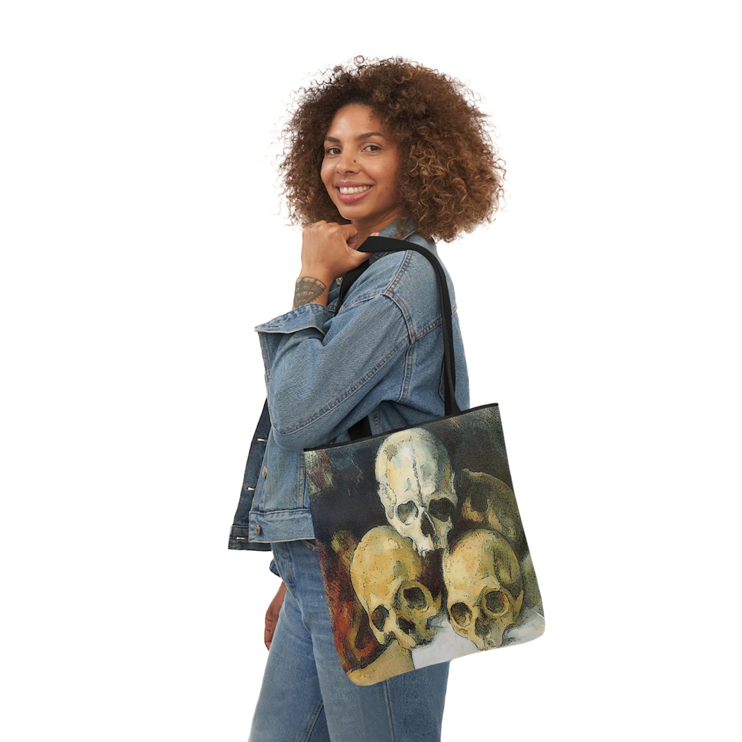 Vintage Pyramid of Skulls Classical Painting Shoulder Tote Bag