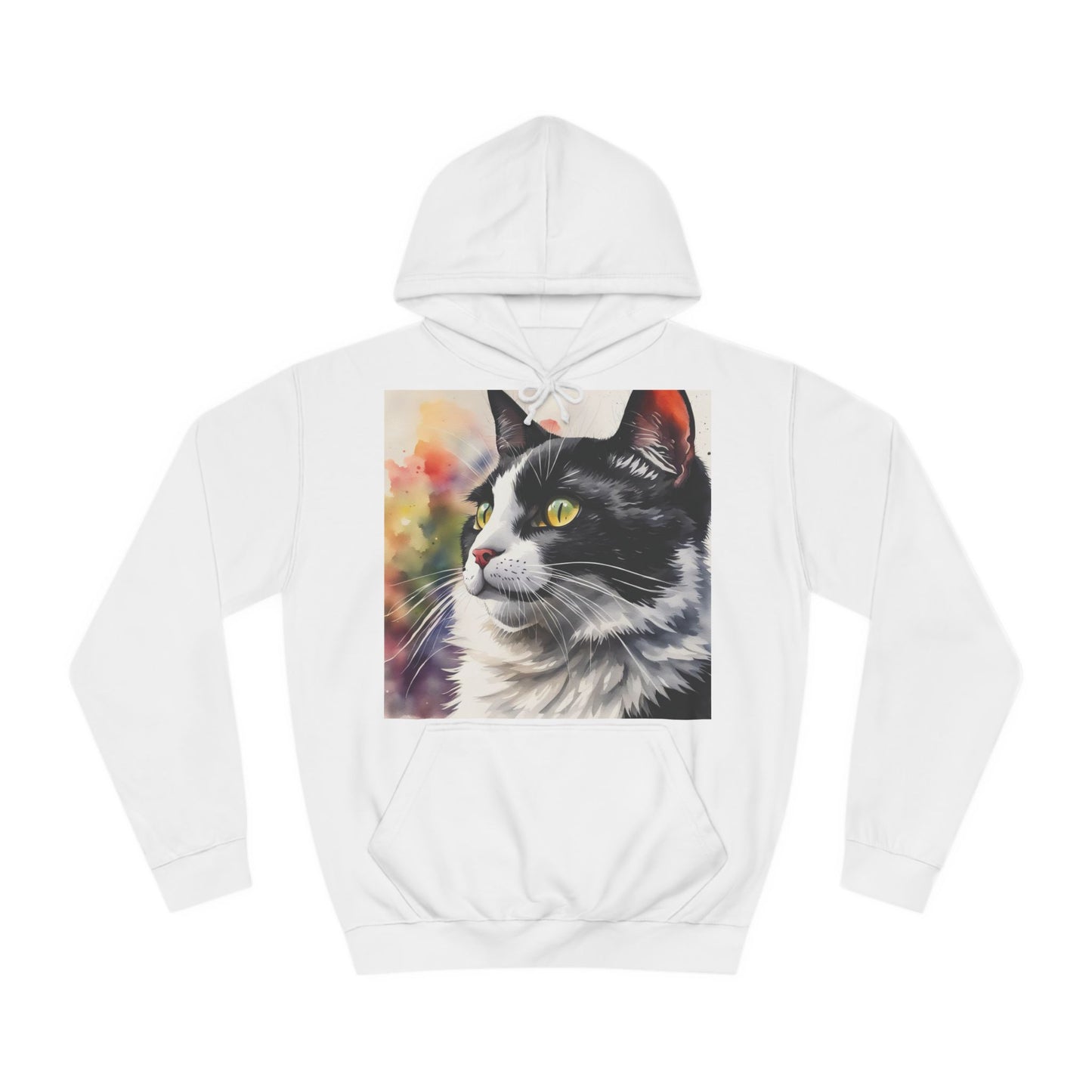 Black And White Cat Cute Watercolor Hoodie