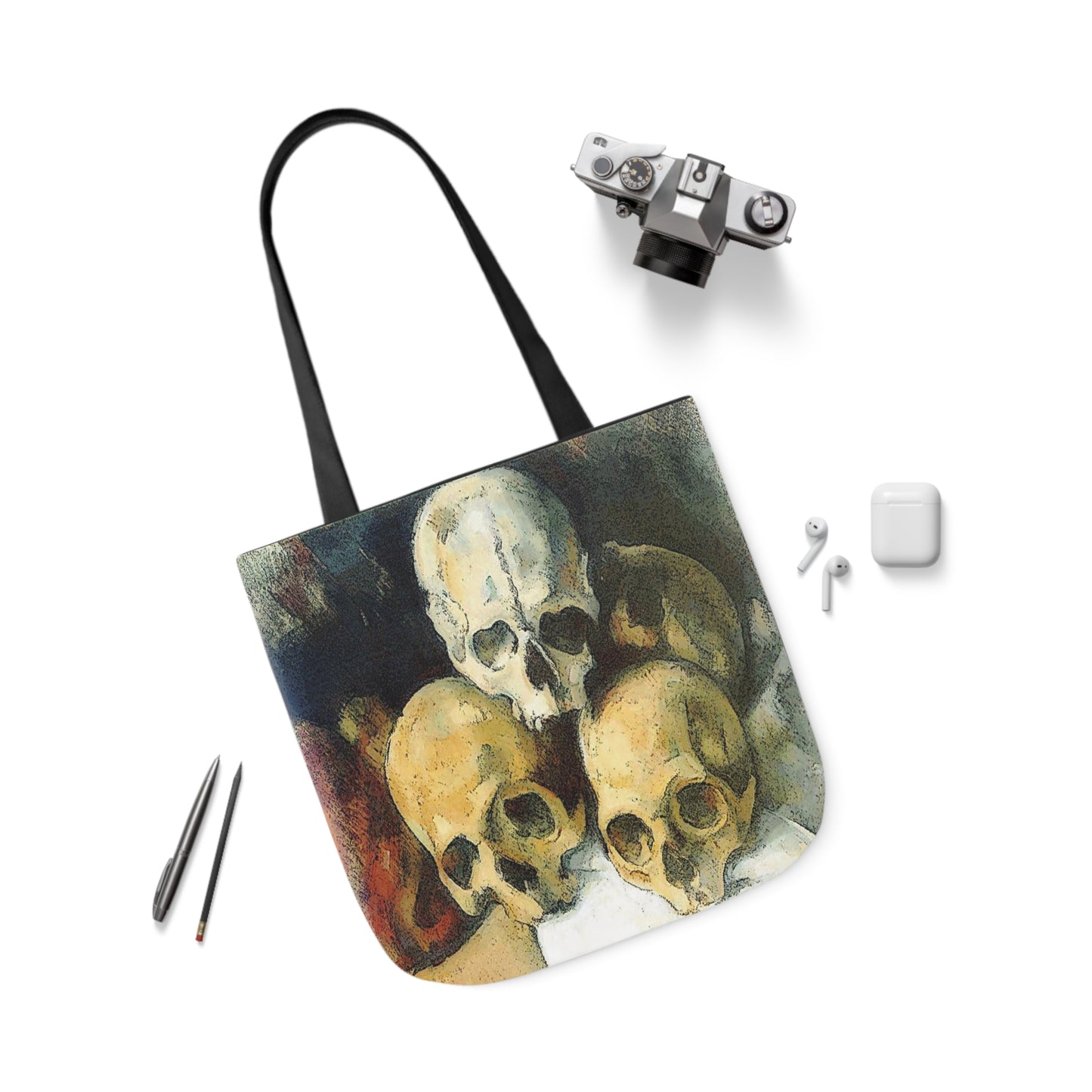 Vintage Pyramid of Skulls Classical Painting Shoulder Tote Bag