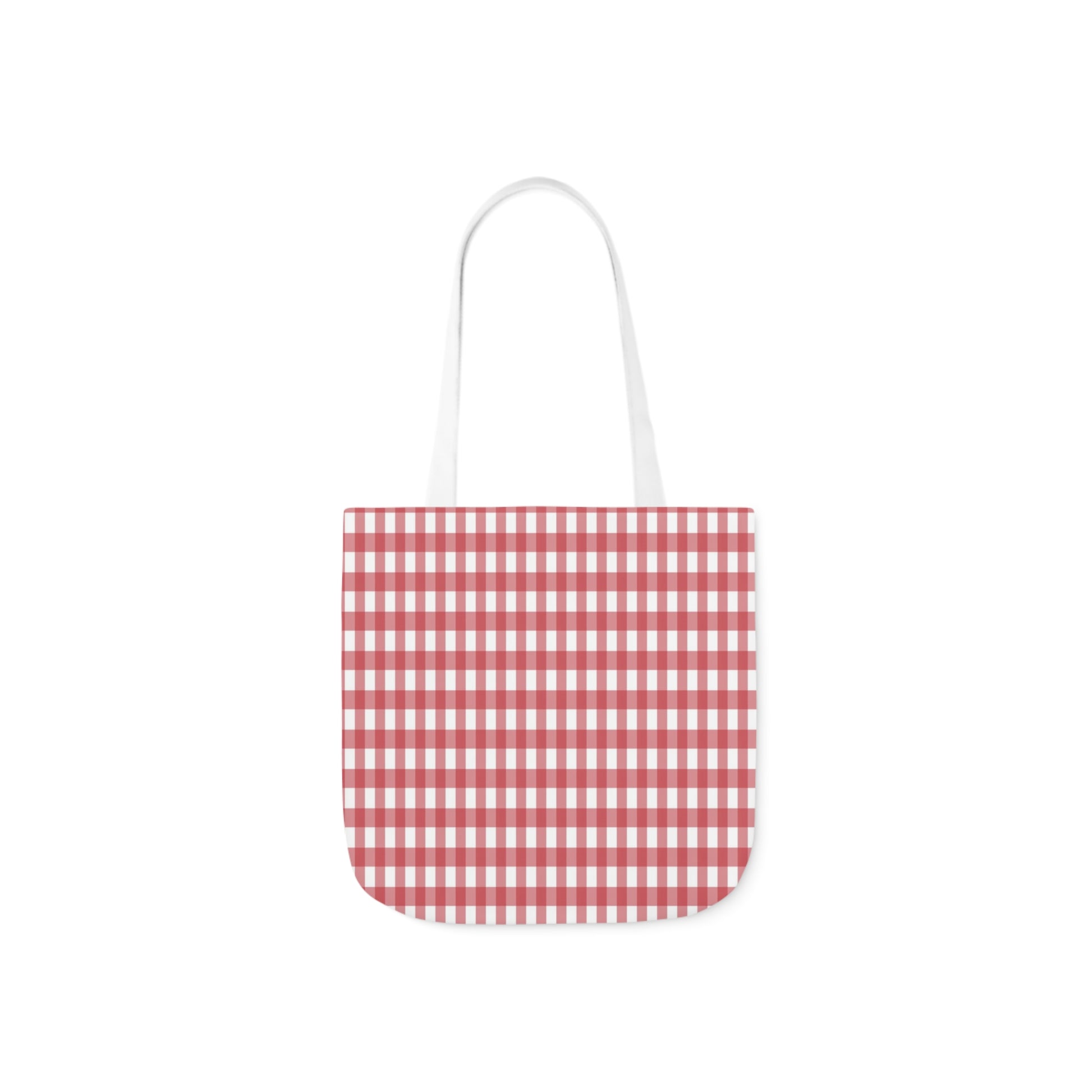 A canvas shoulder tote bag with a design of rose pink check pattern.