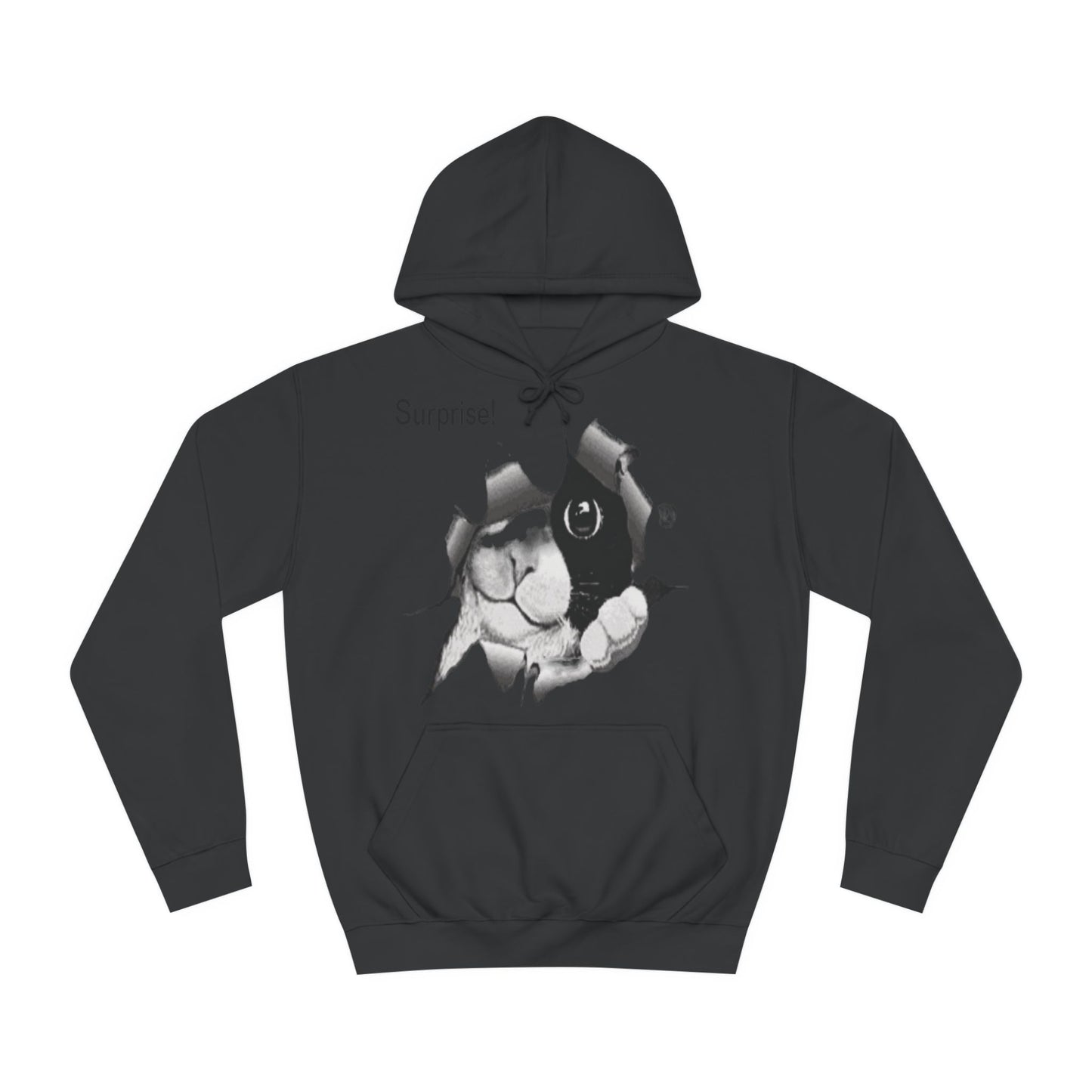 Curious Black and White Cat Surprise Hoodie