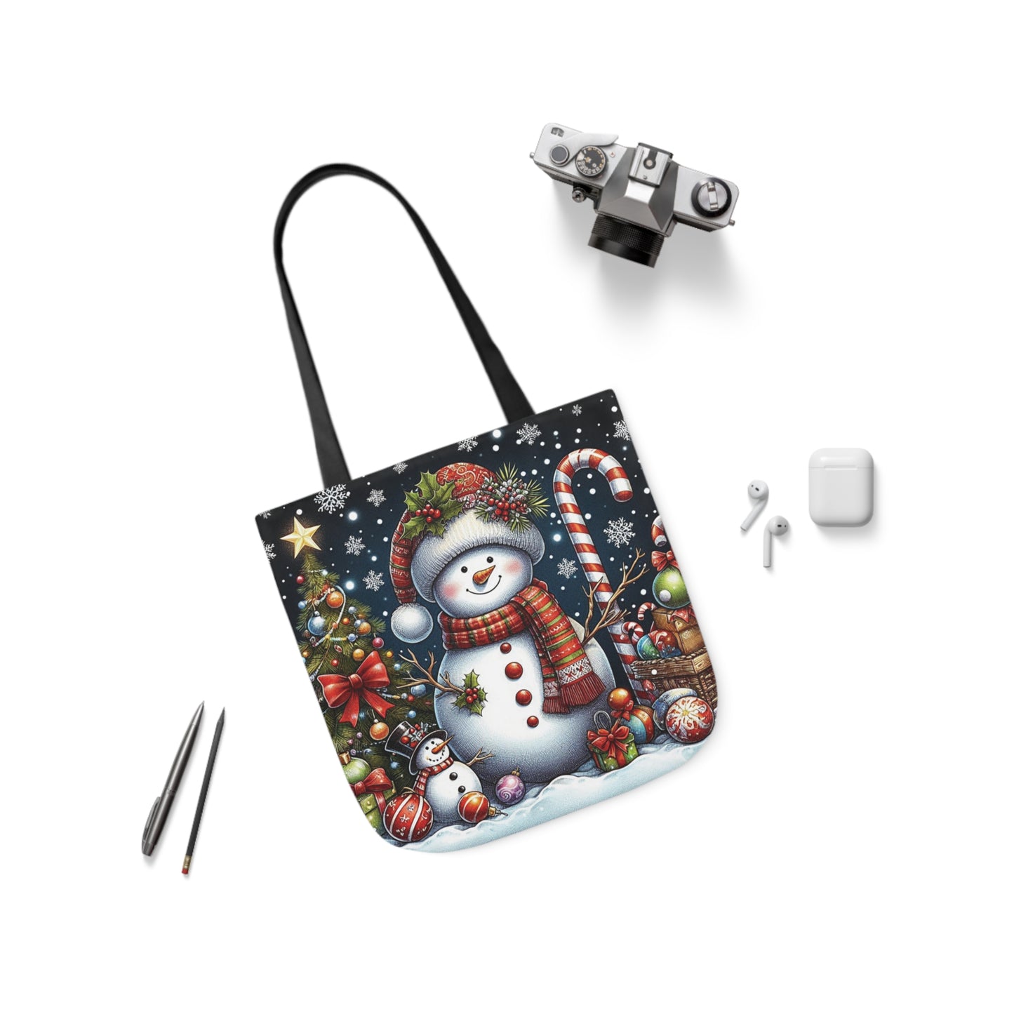 Cute Christmas Snowman Festive Delight Shoulder Tote Bag