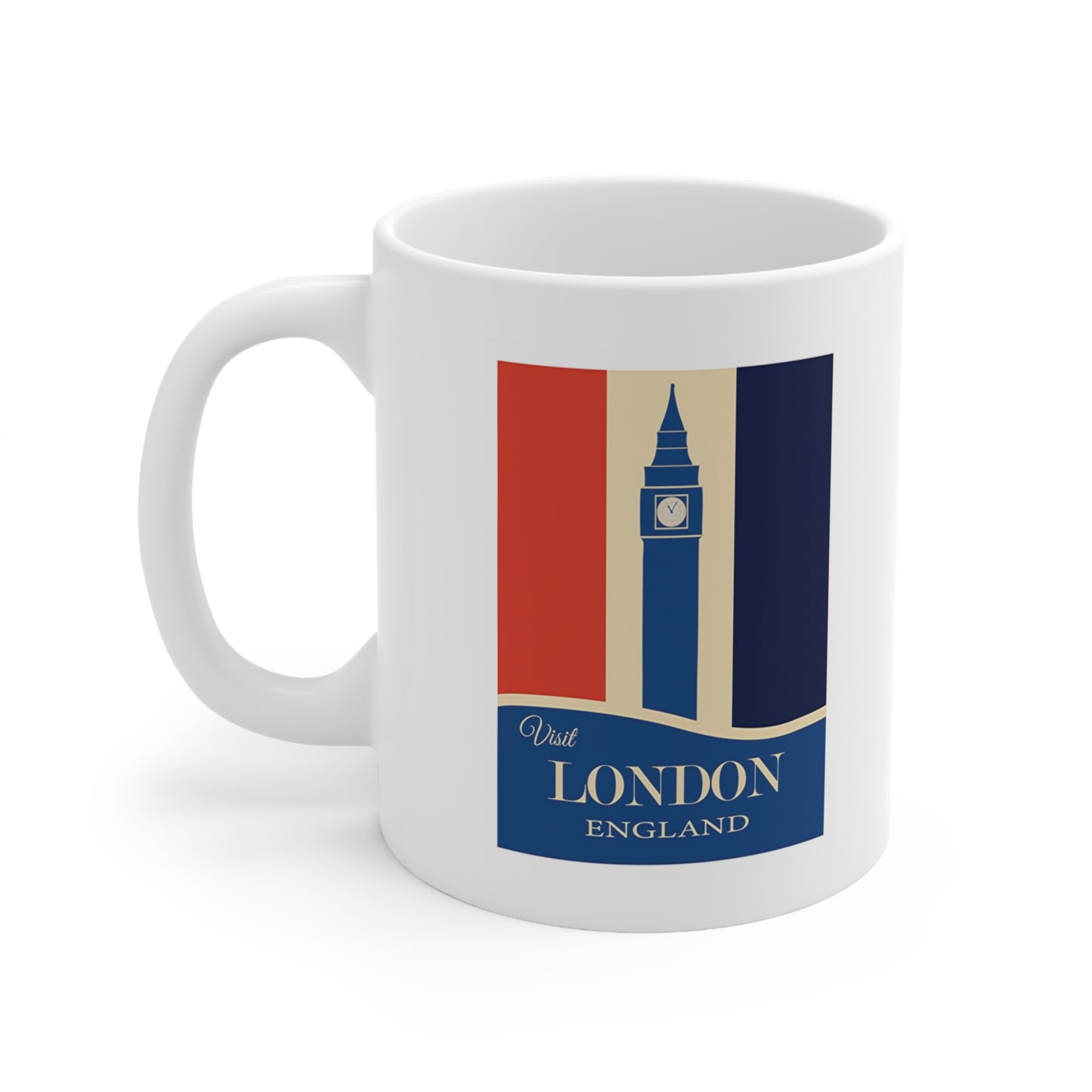 Visit London England Travel Poster Big Ben Coffee Mug