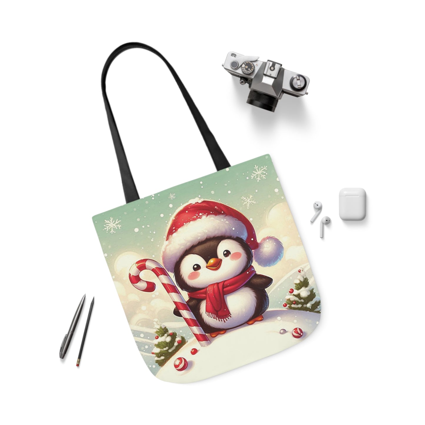 Cute Christmas Santa Penguin Shoulder Tote Bag