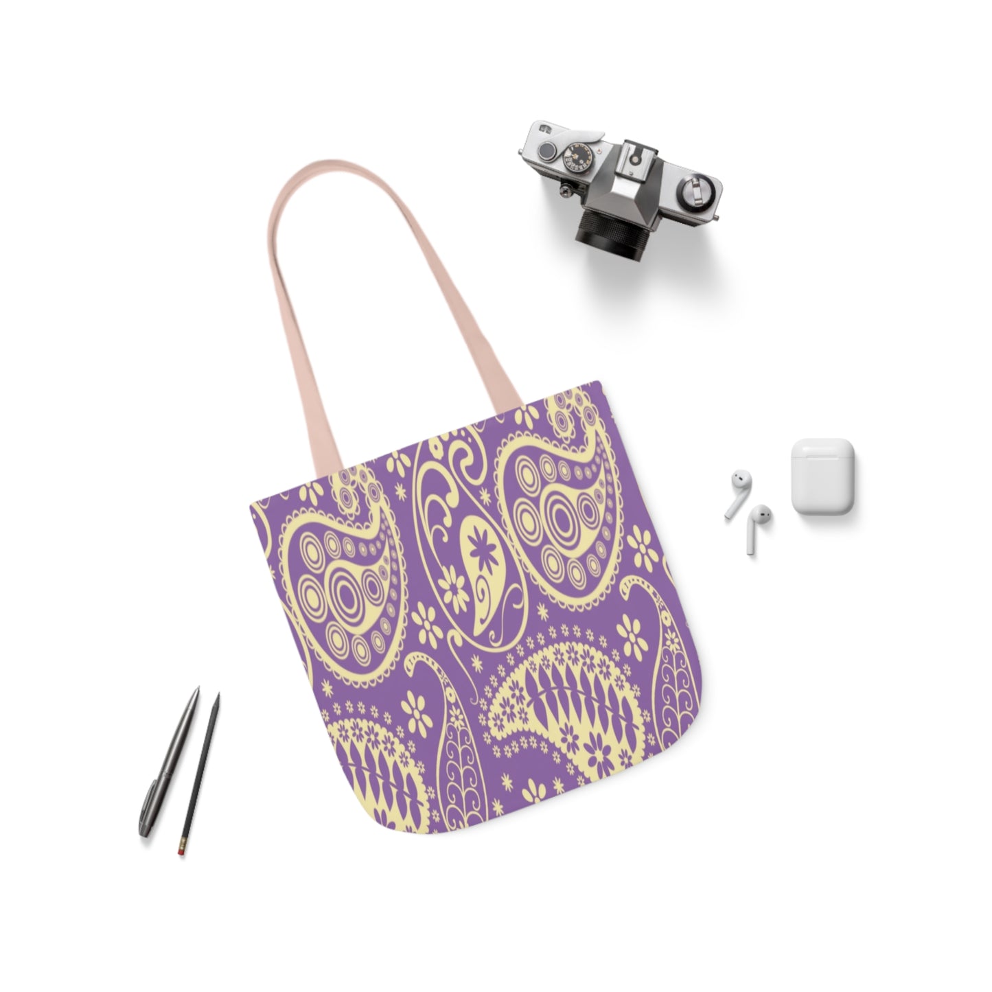 Purple Paisley Pattern Shoulder Tote Bag