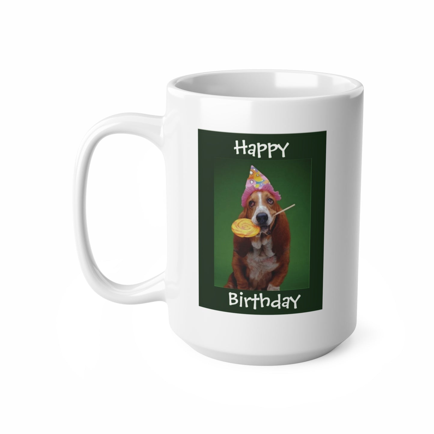 Happy Birthday Basset Hound Dog And Lollipop Coffee Mug