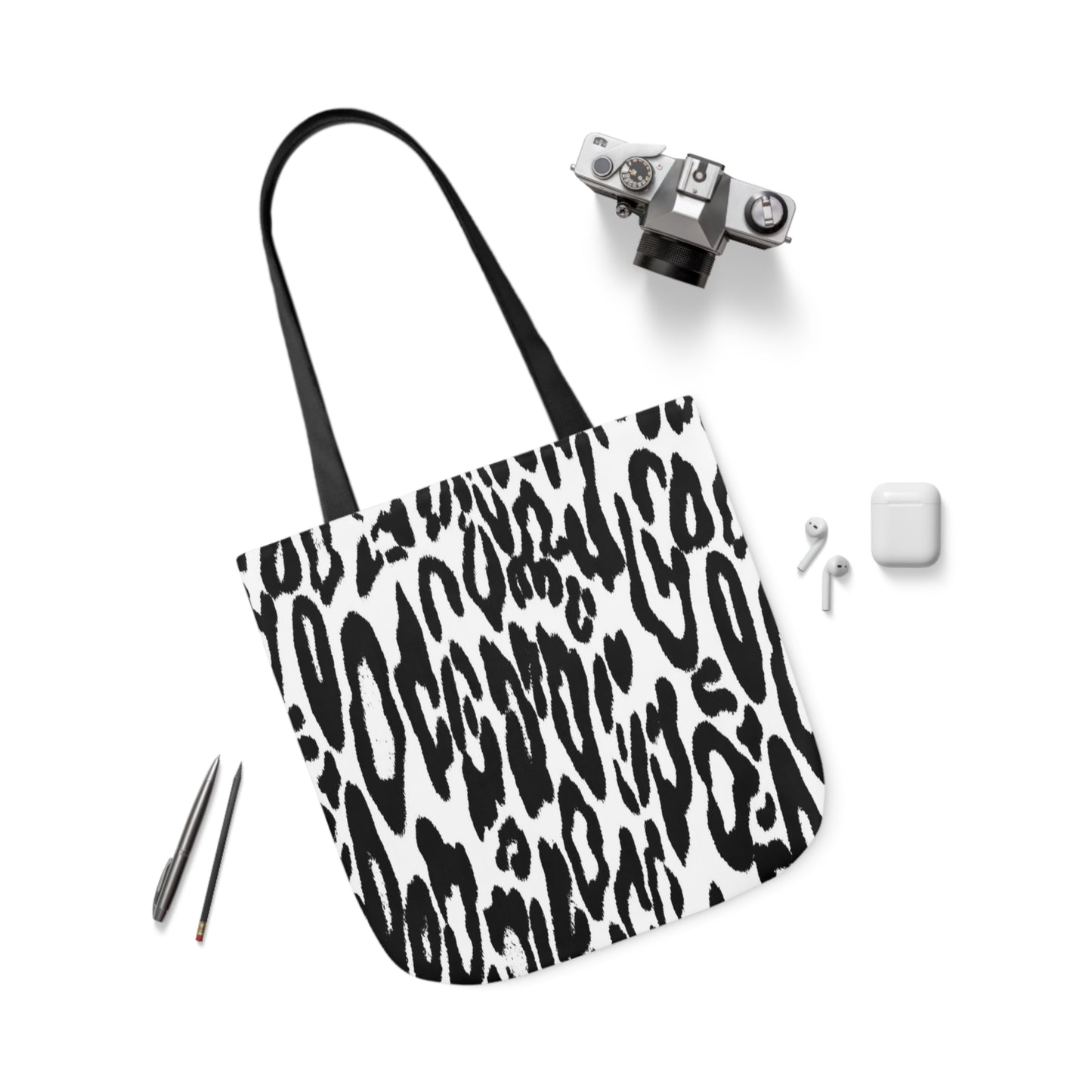 Black And White Leopard Print Pattern Shoulder Tote Bag