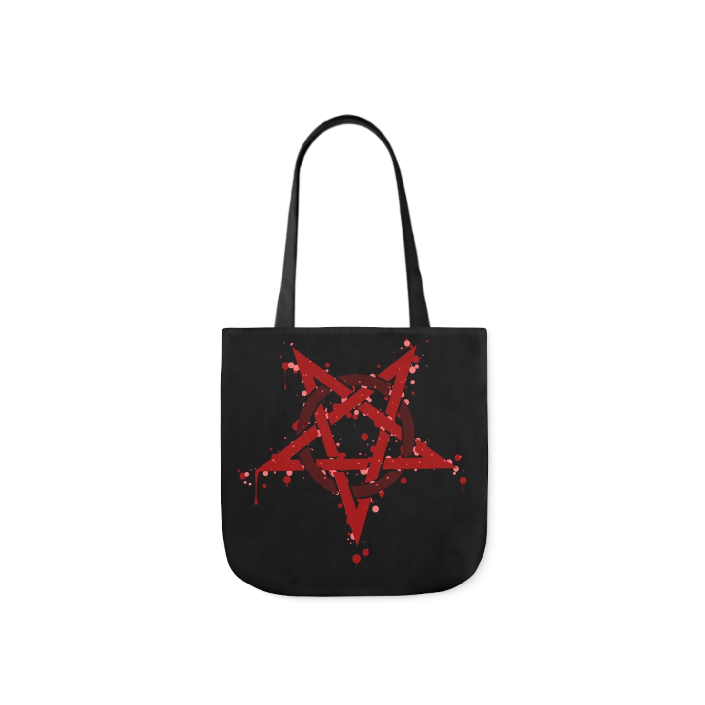 Red  Inverted Spotted Pentagram Shoulder Tote Bag