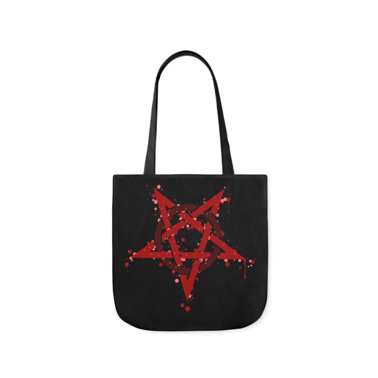 Red  Inverted Spotted Pentagram Shoulder Tote Bag