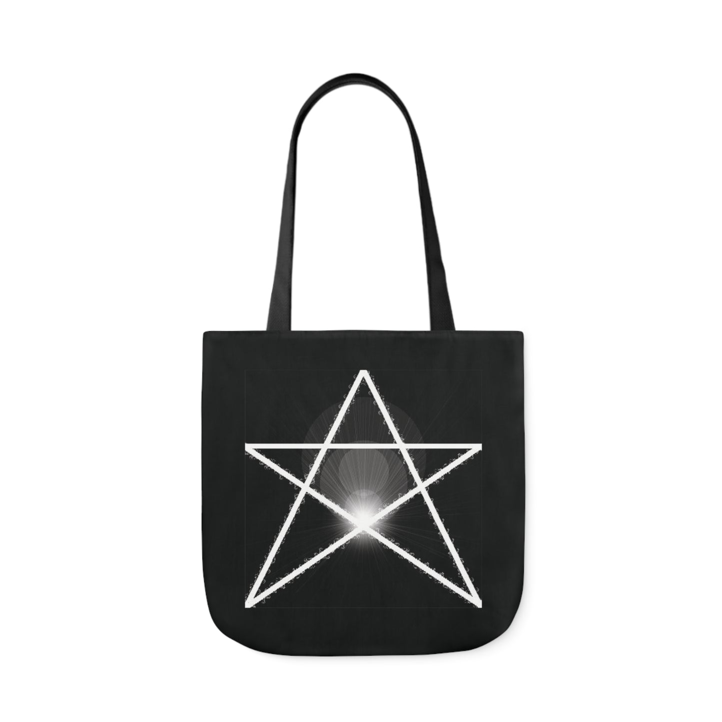 White Pentagram Witches Pentacle Black Shoulder Tote Bag