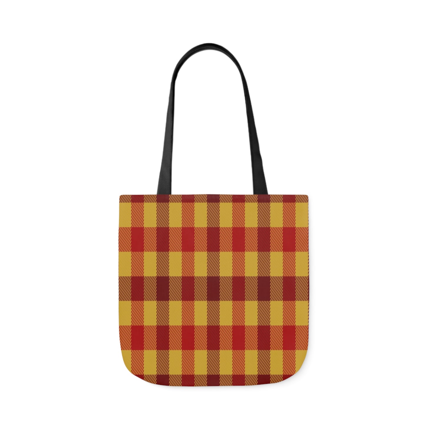 Red And Yellow Tartan Check Shoulder Tote Bag