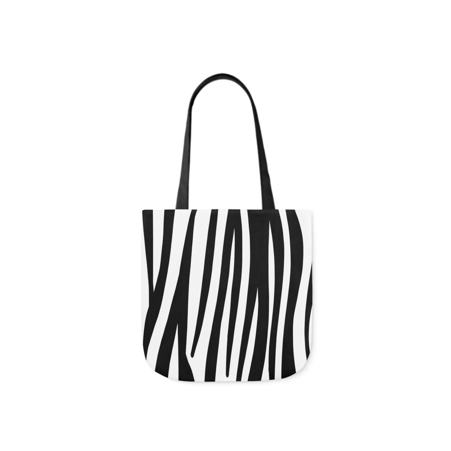 A canvas shoulder tote bag with a design of zebra stripes print