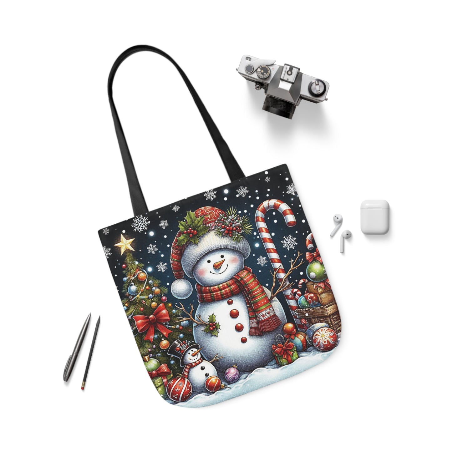 Cute Christmas Snowman Festive Delight Shoulder Tote Bag