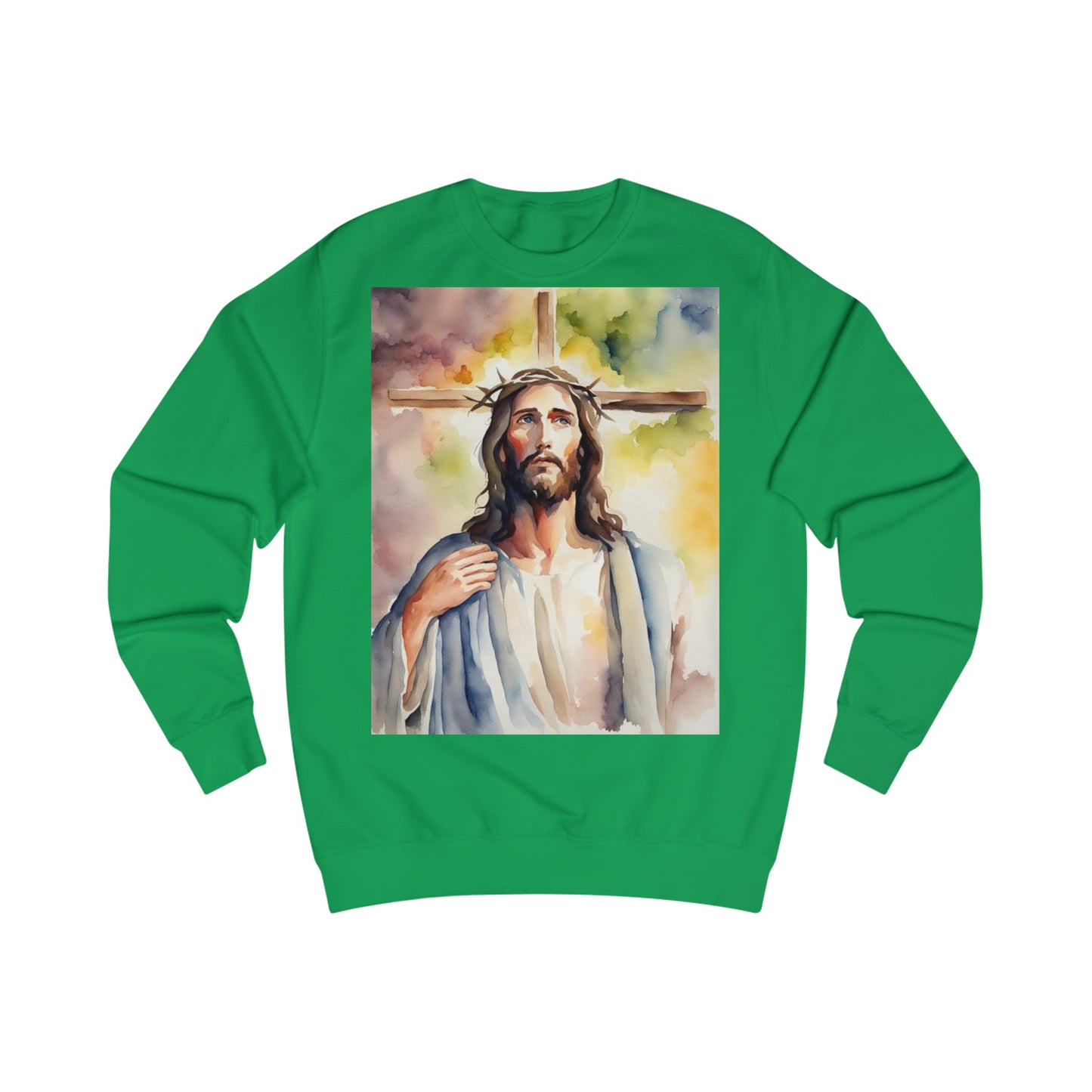 Jesus Christ Cross Watercolor Portrait Painting Sweatshirt