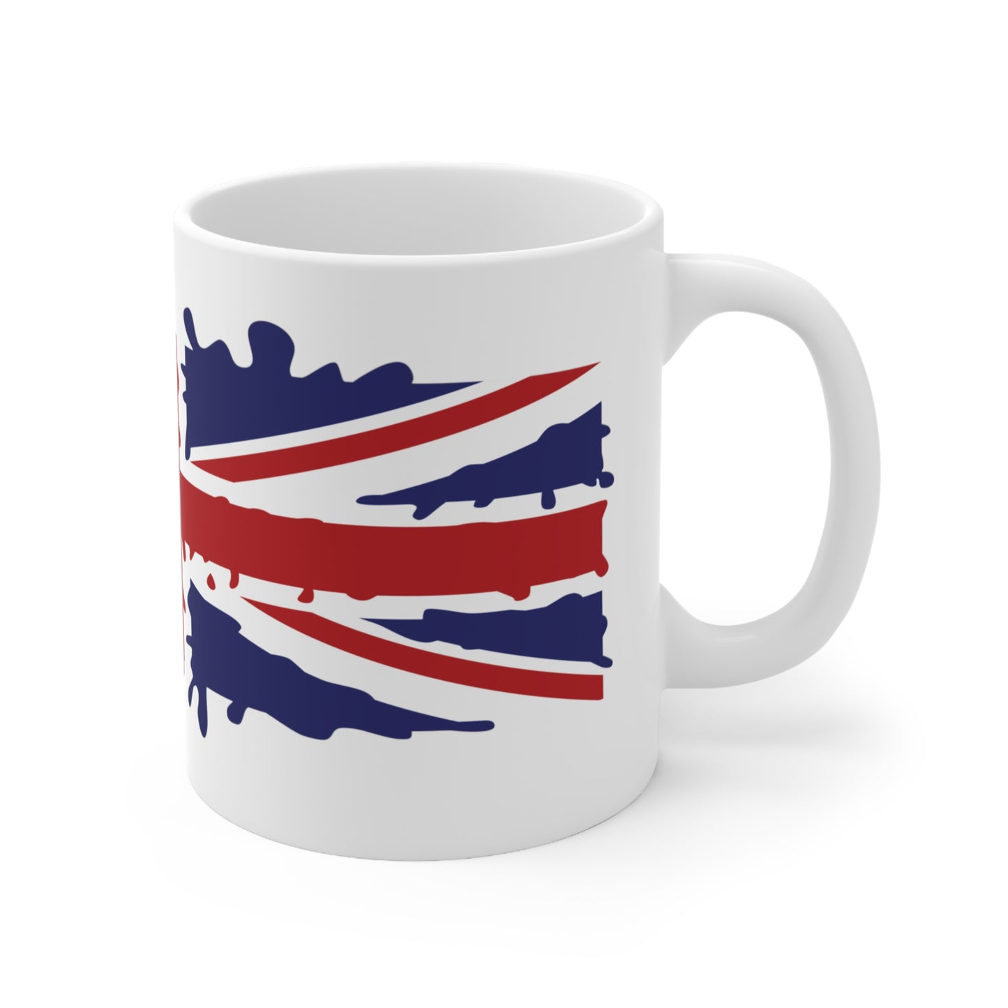 Union Jack Flag Paint Splat Wrap Around Coffee Mug