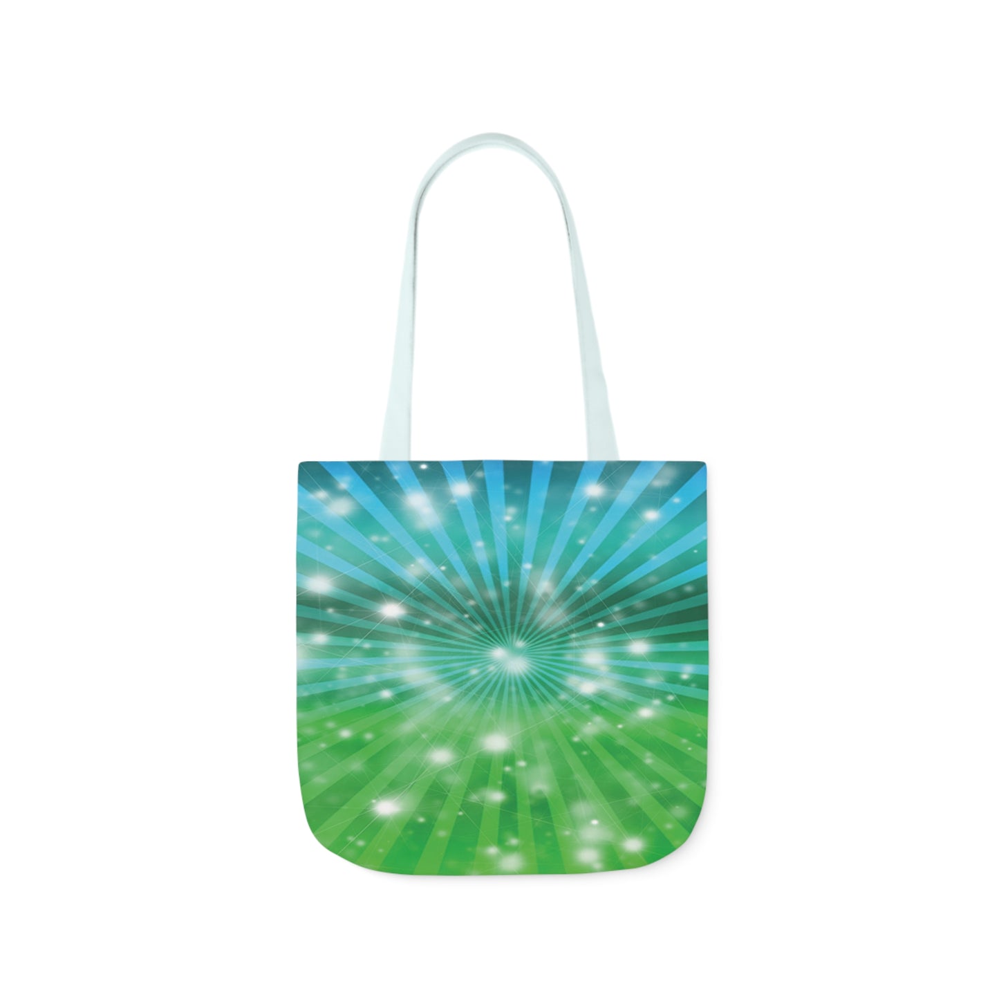 Starburst Blue And Green Stripes Pattern Shoulder Tote Bag