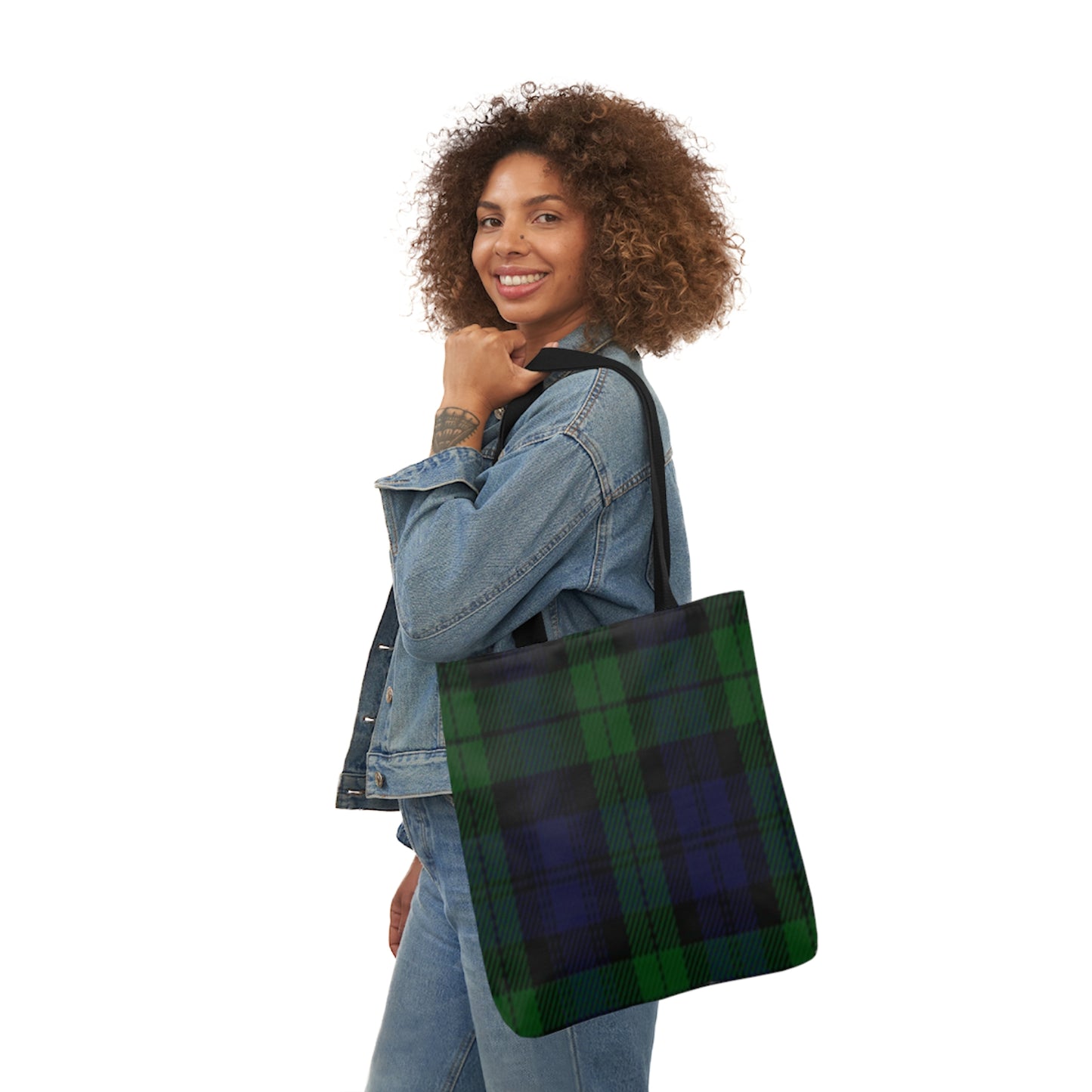 Blue And Green Scottish Sunderland Tartan Shoulder Tote Bag