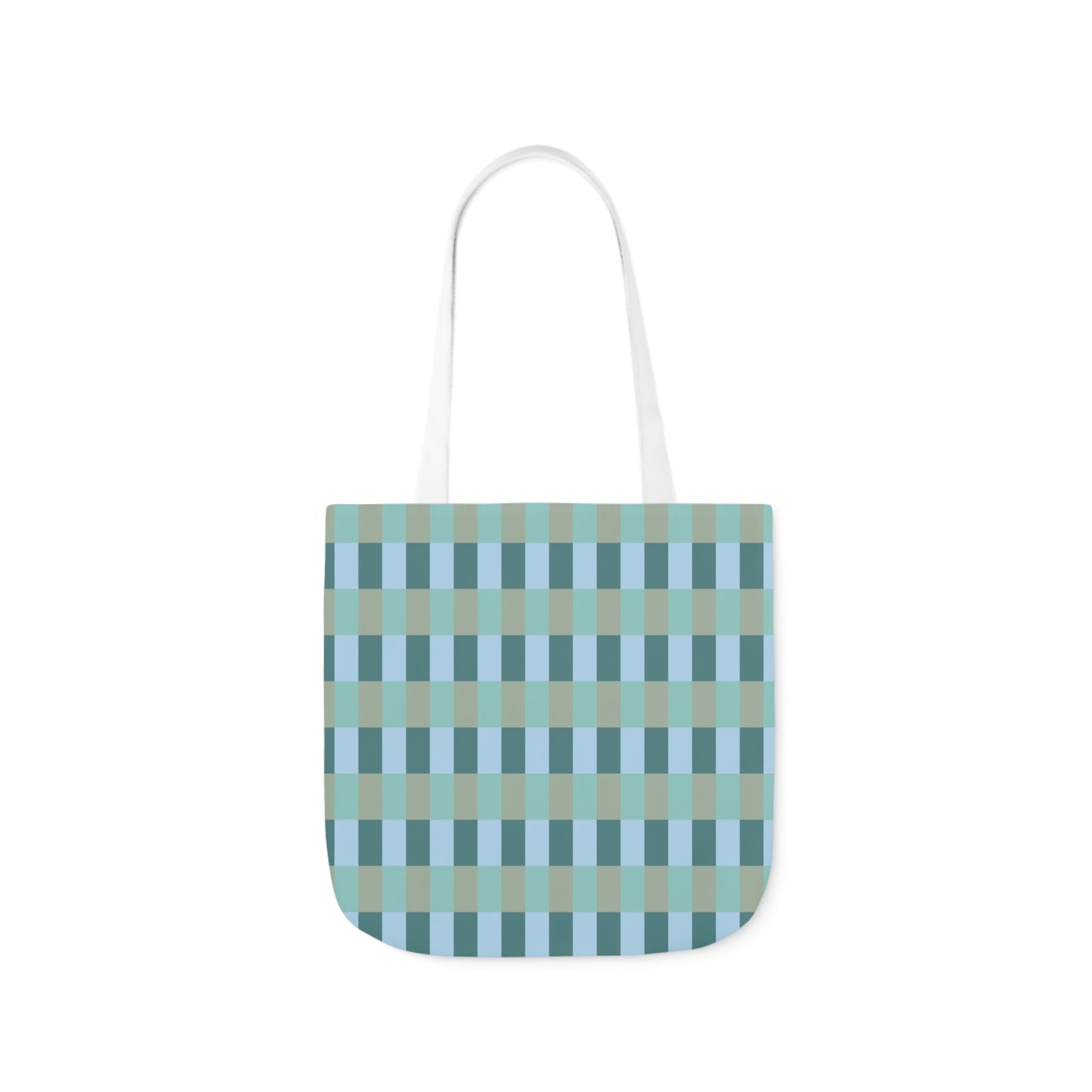 Blue And Green Gingham Check Pattern Shoulder Tote Bag