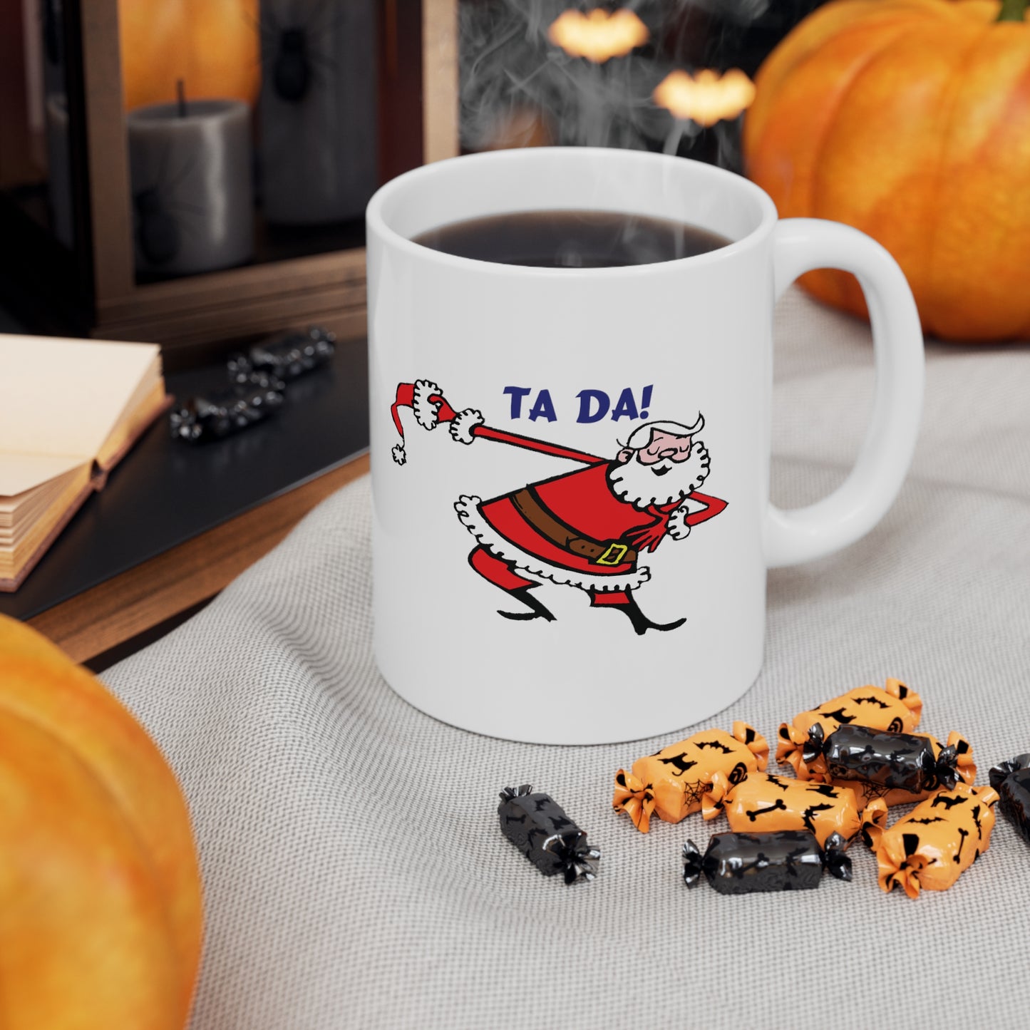 Christmas Santa Claus Bowing Ta Da Coffee Mug