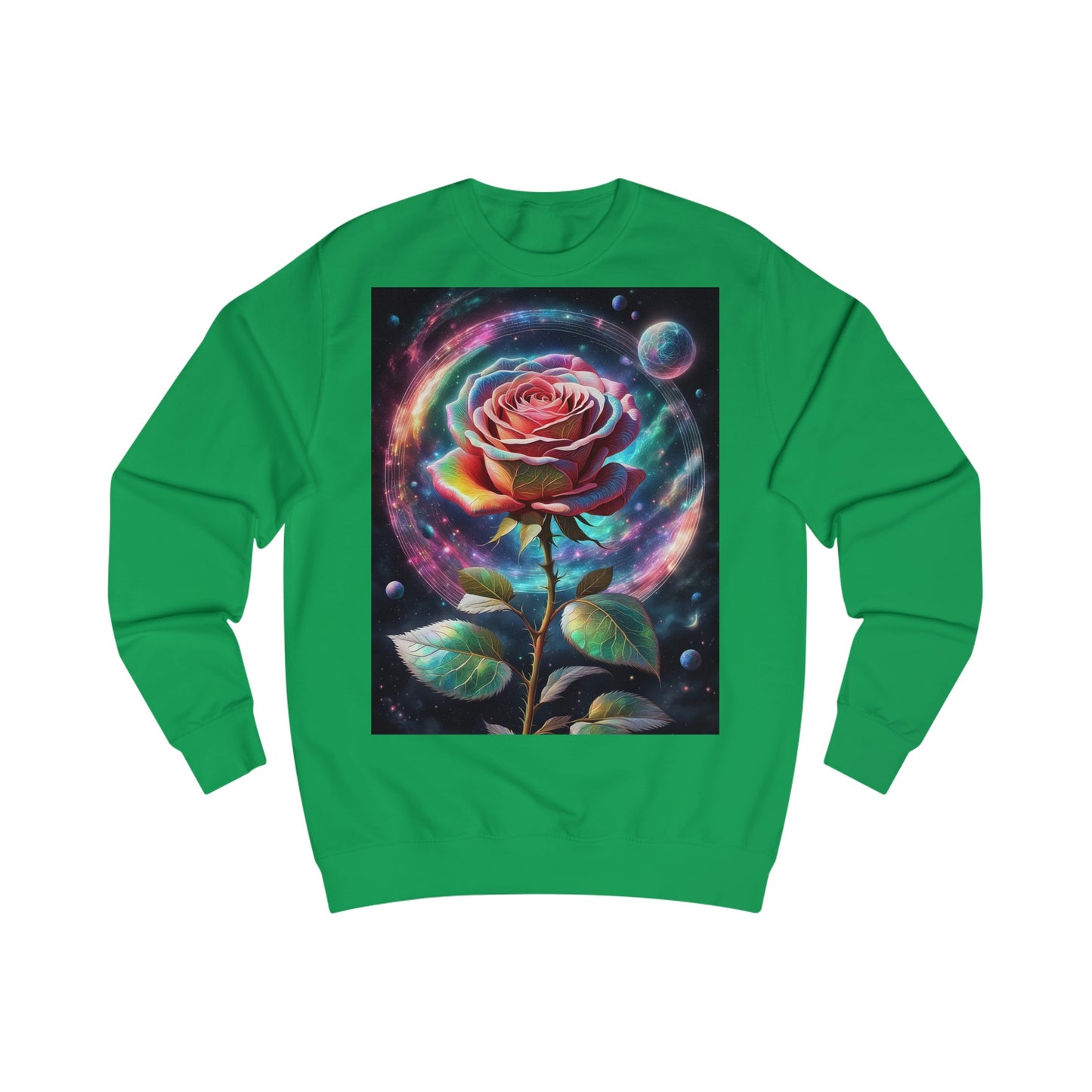 Rainbow Rose Cosmic Space Flower Sweatshirt