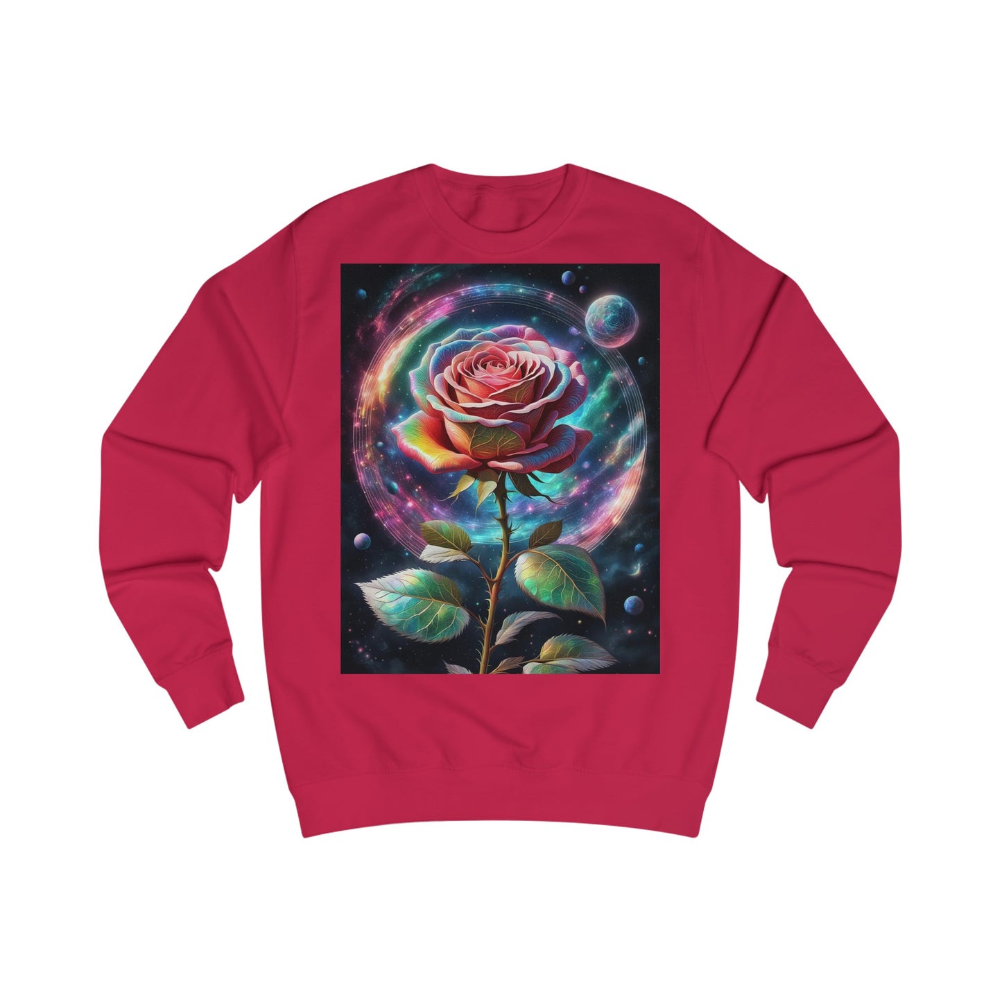 Rainbow Rose Cosmic Space Flower Sweatshirt