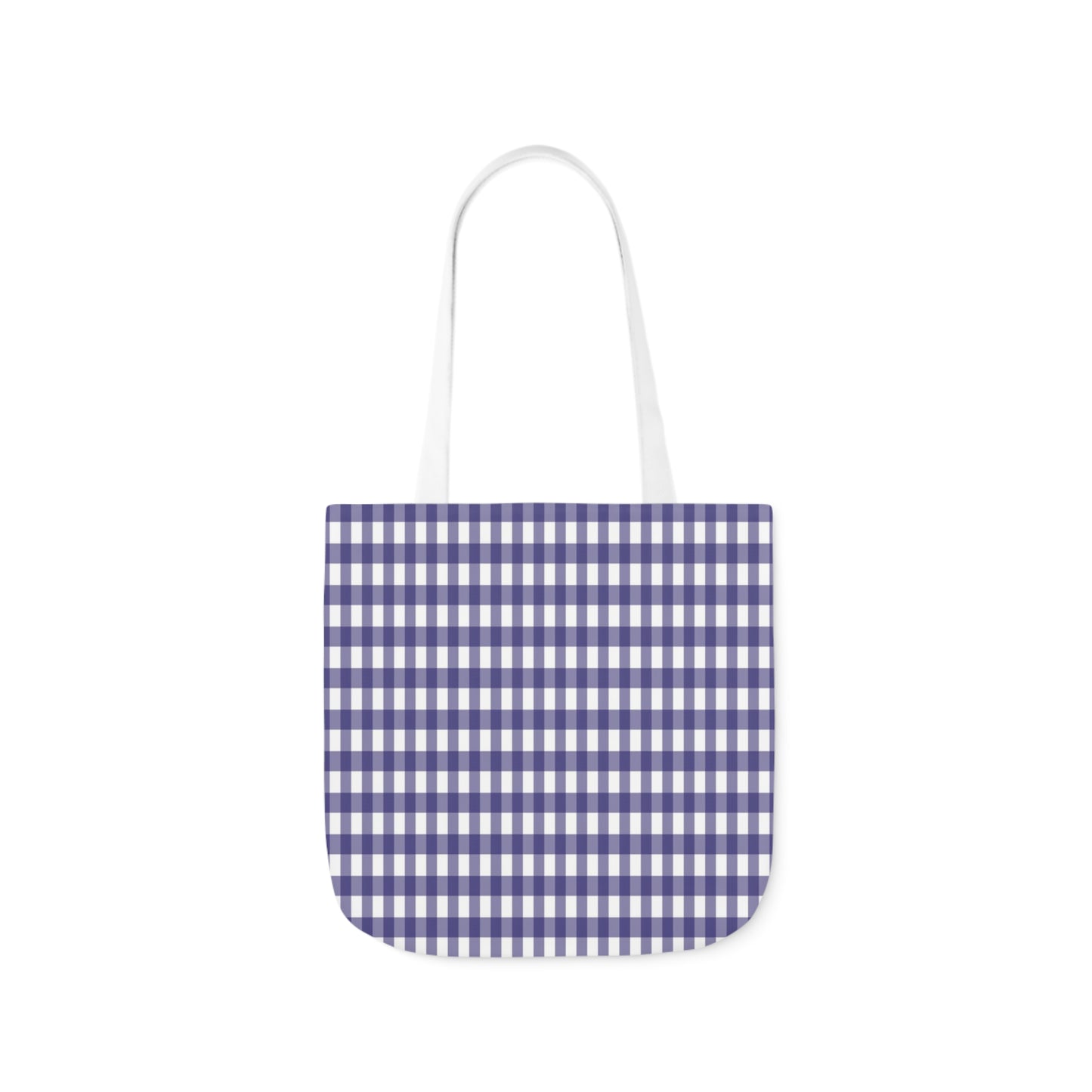 Navy Blue and White Check Pattern Shoulder Tote Bag