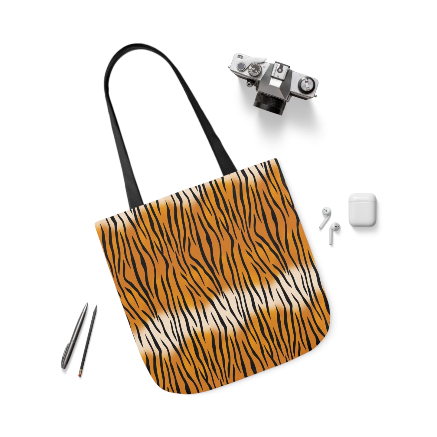 Tiger Fur Pattern Print Shoulder Tote Bag