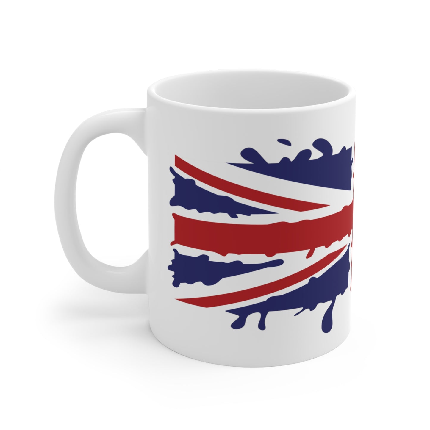 Union Jack Flag Paint Splat Wrap Around Coffee Mug