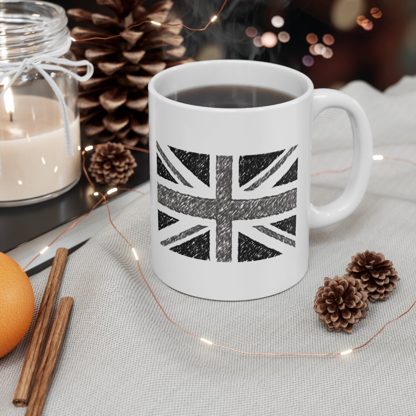 Union Jack Flag Charcoal Coffee Mug