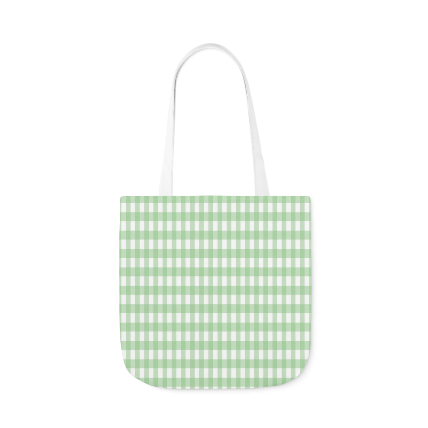 Mint Green Check Pattern Shoulder Tote Bag