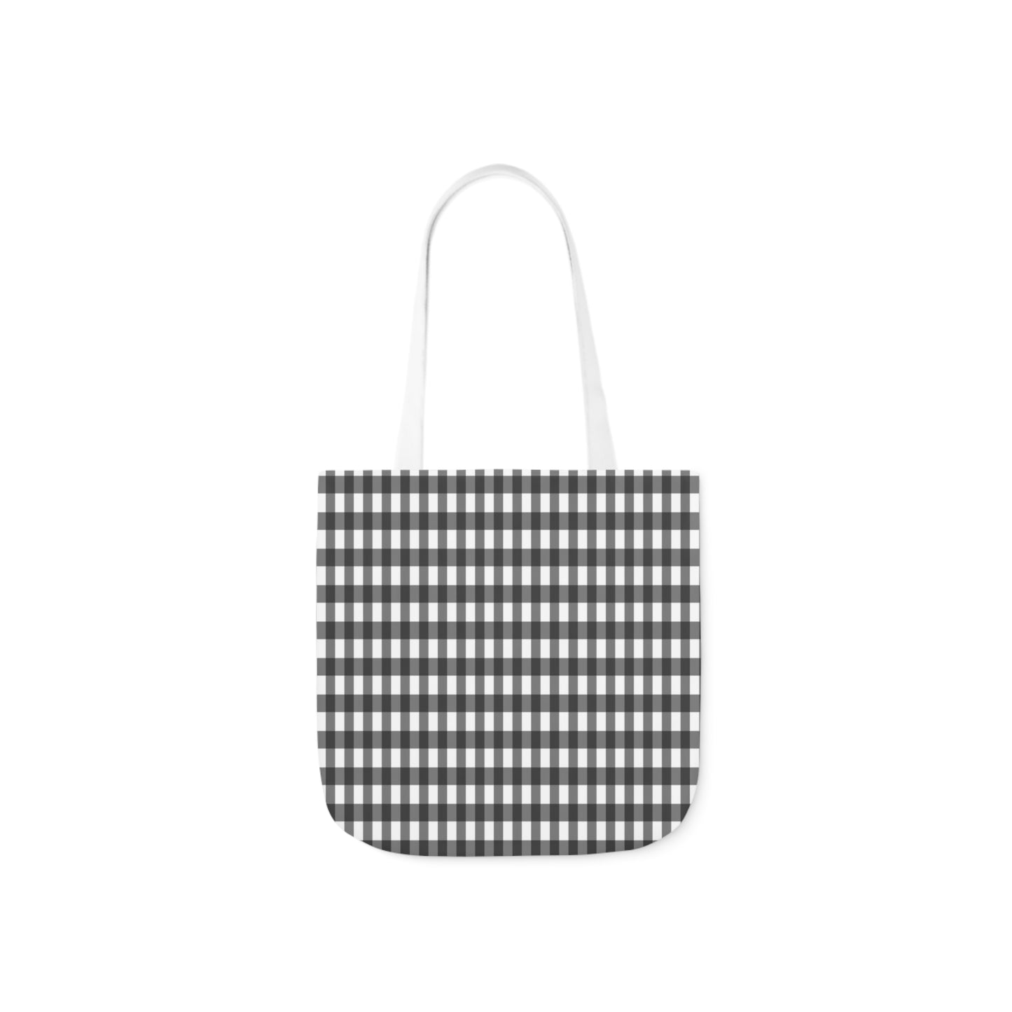 Grey And White Gingham Check Pattern Shoulder Tote Bag