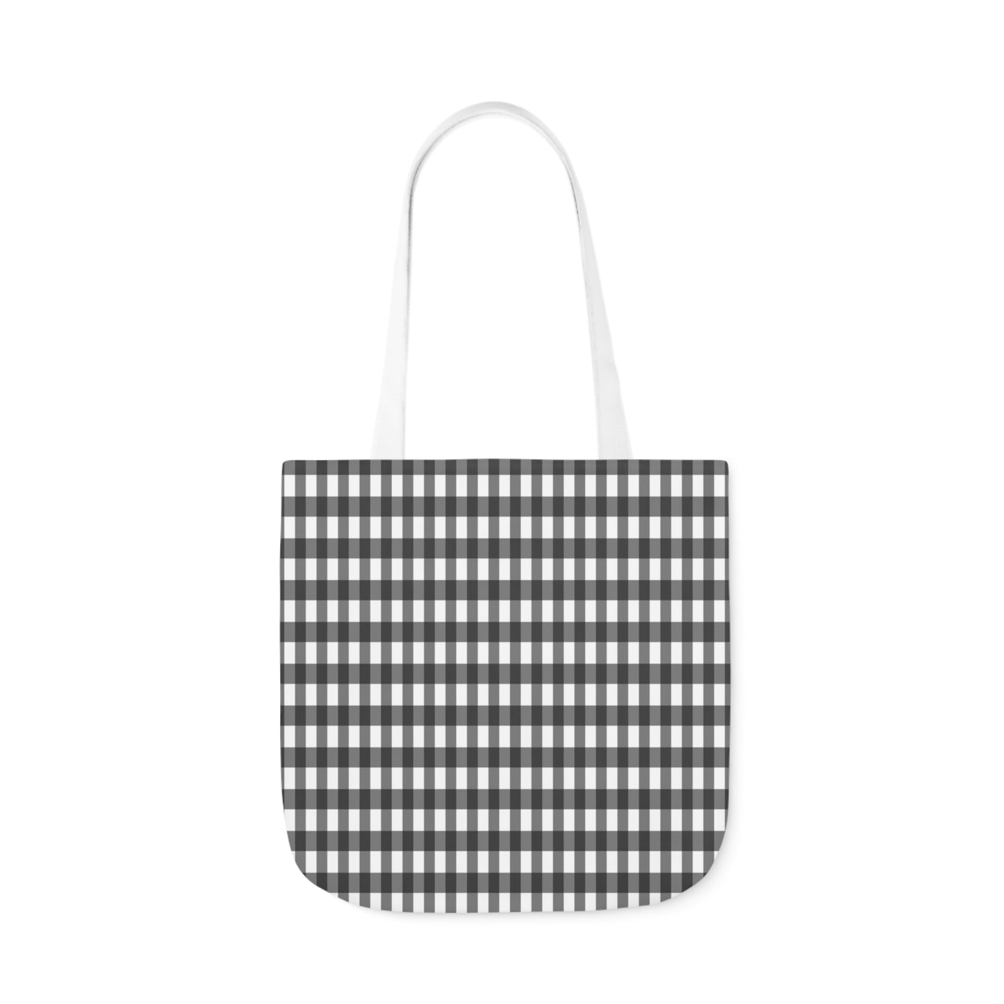 Grey And White Gingham Check Pattern Shoulder Tote Bag