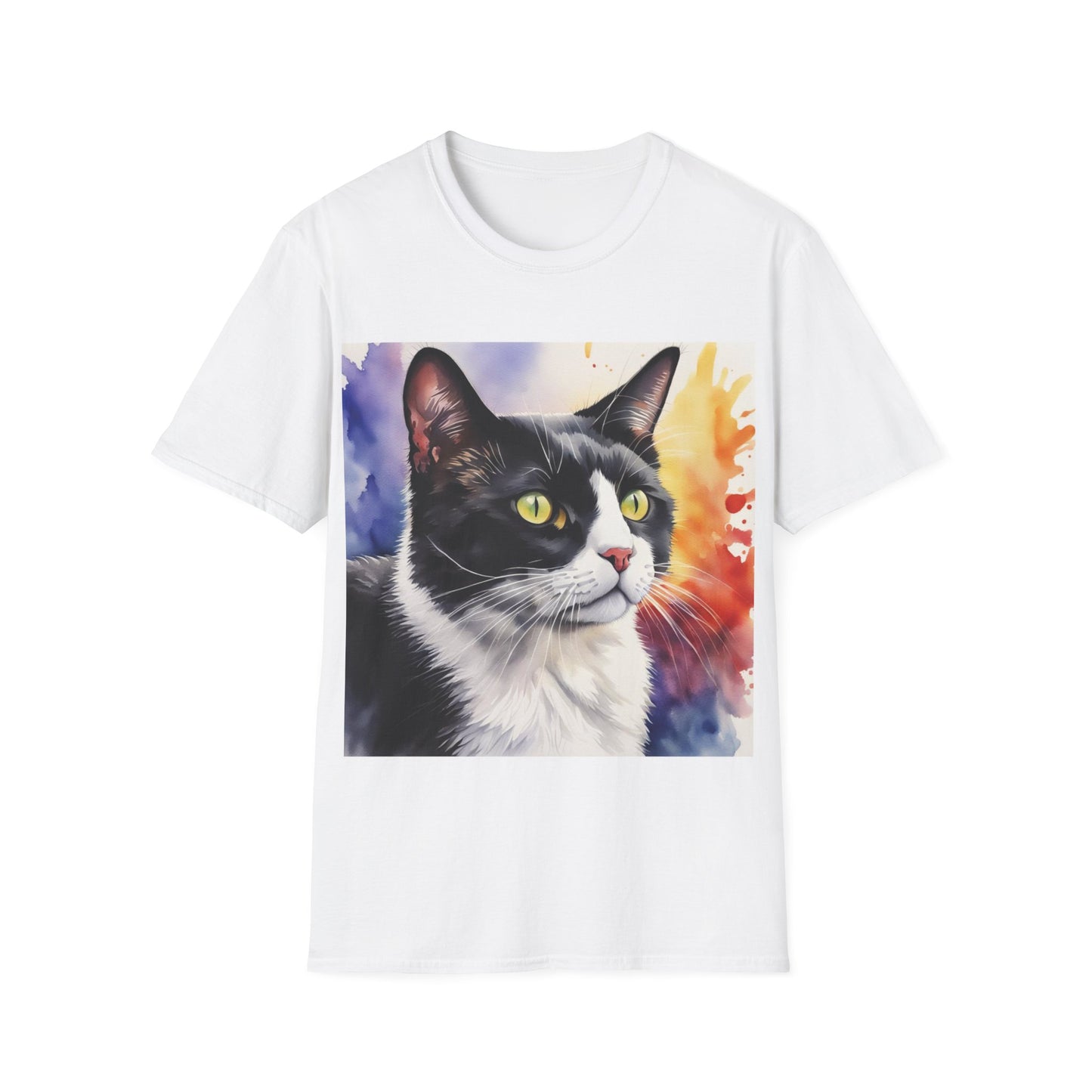 Black And White Tuxedo Cat Watercolor T-Shirt