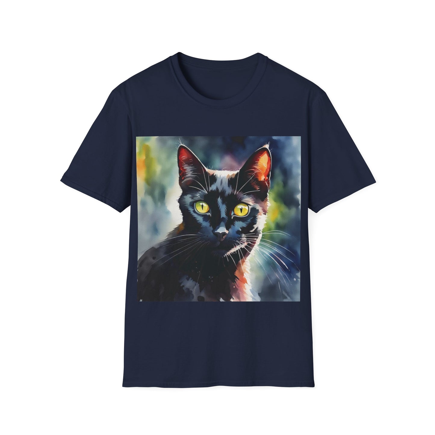 Black Cat Cute Watercolor T-Shirt