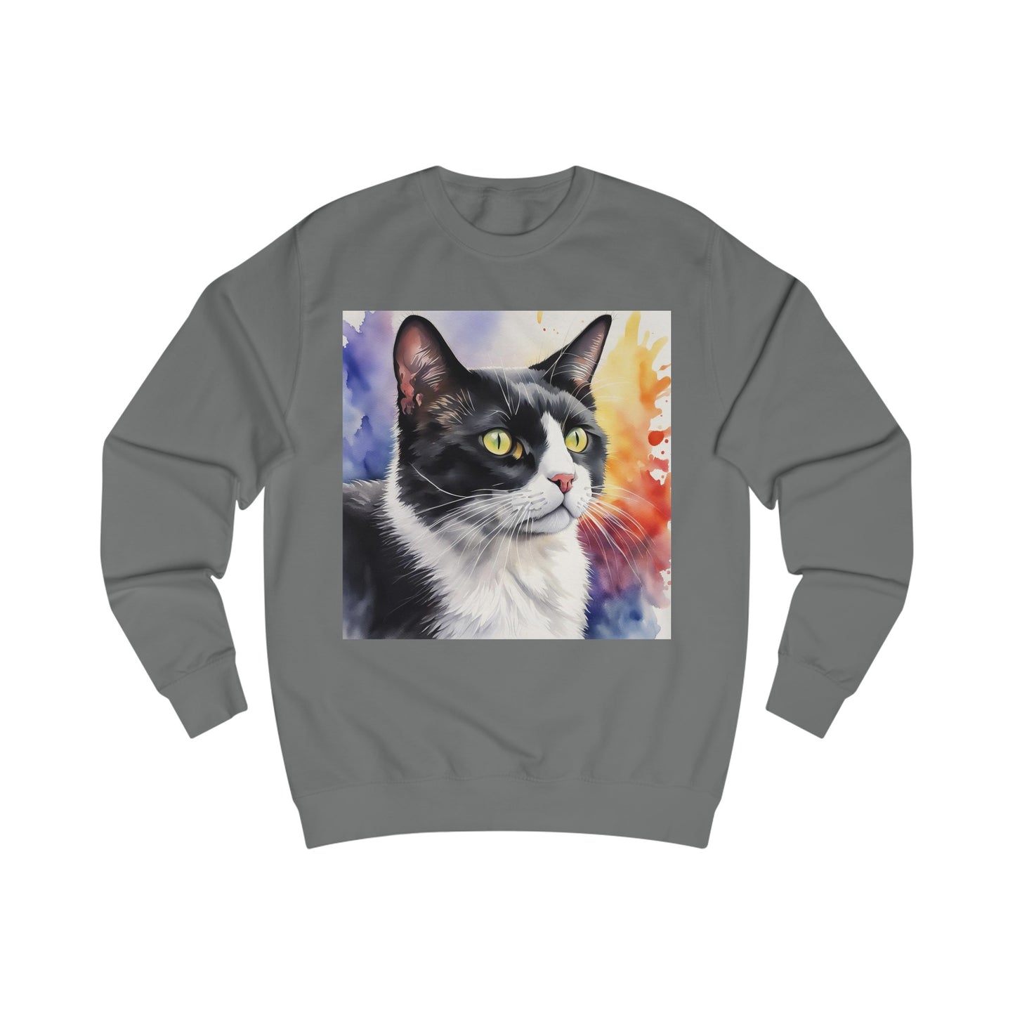 Black And White Tuxedo Cat Watercolor Sweatshirt